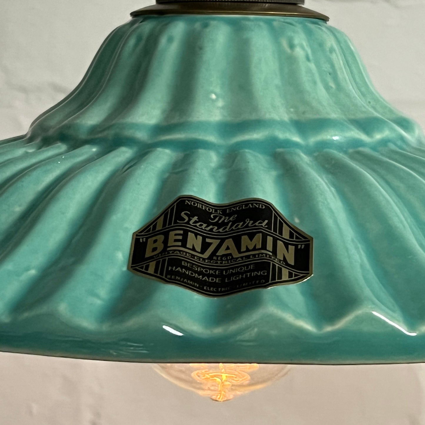 Lenwade ~ Duck Egg Blue Ceramic Shade Light Ceiling Dining Room Kitchen Table Vintage Edison Filament Lamps Pendant Odette