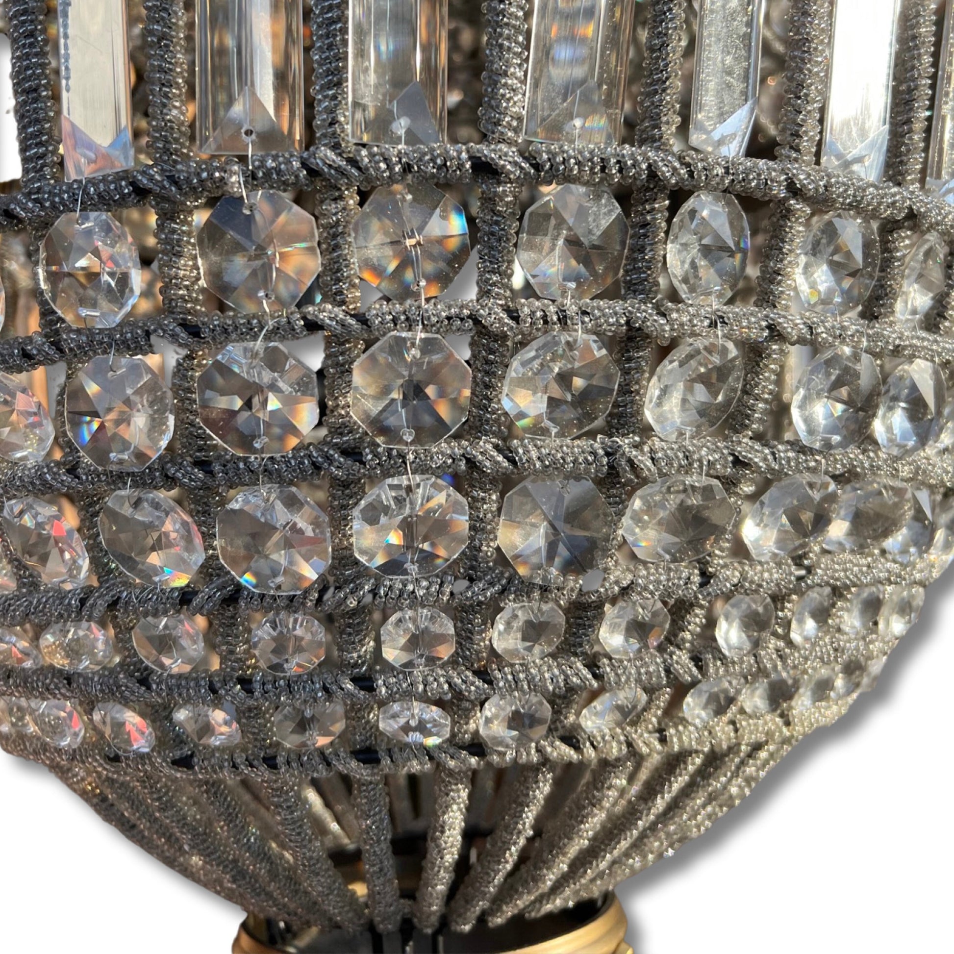 XL French Empire Classical Basket Crystal Ballroom Chandelier 40” In Antique Biedermeier Style Glazed | 40 Inch