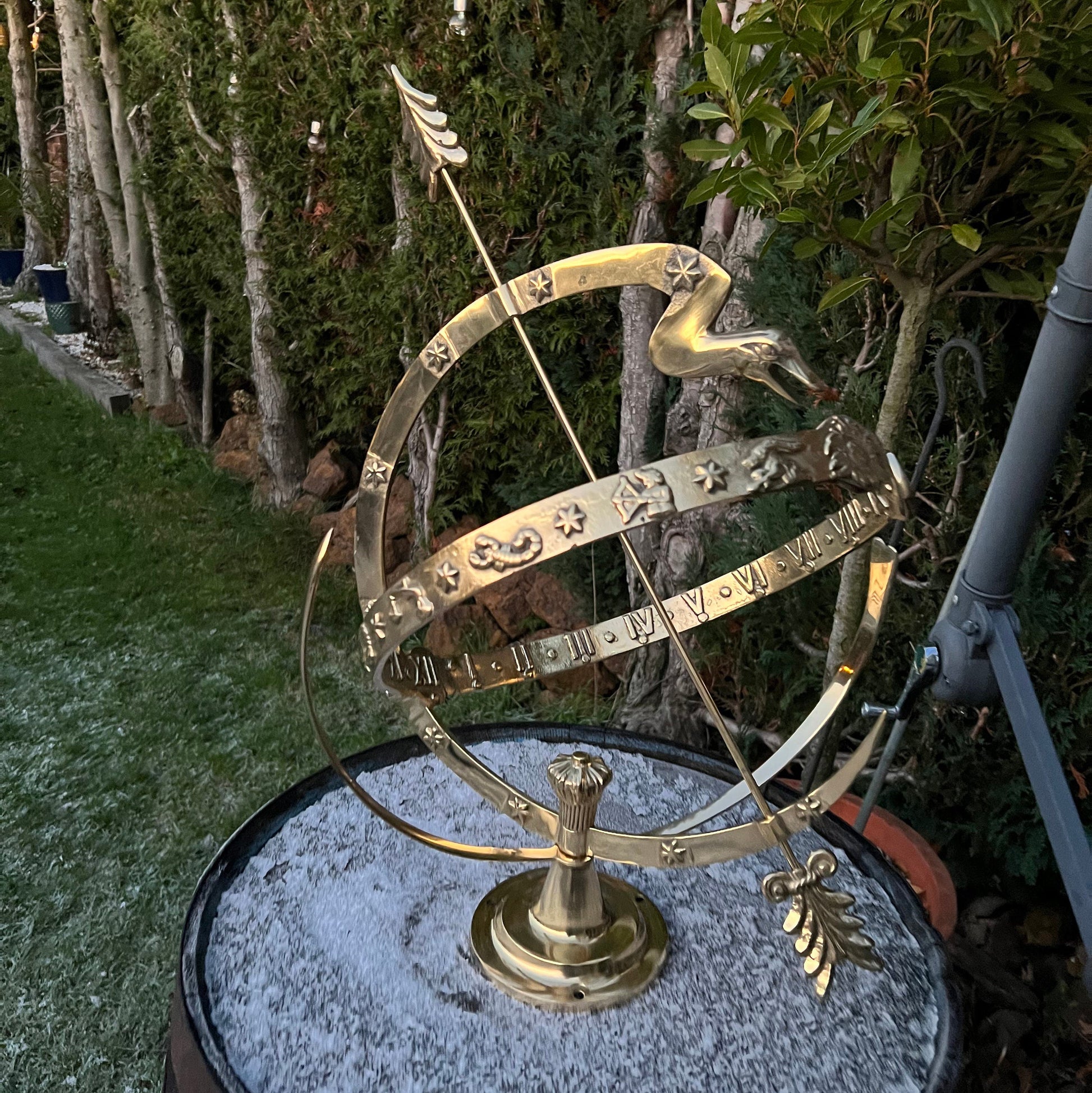 Armillary Sphere Sundial Solid Brass and Sculpture Polished Brass Serpent Luxury Design Garden 58cm