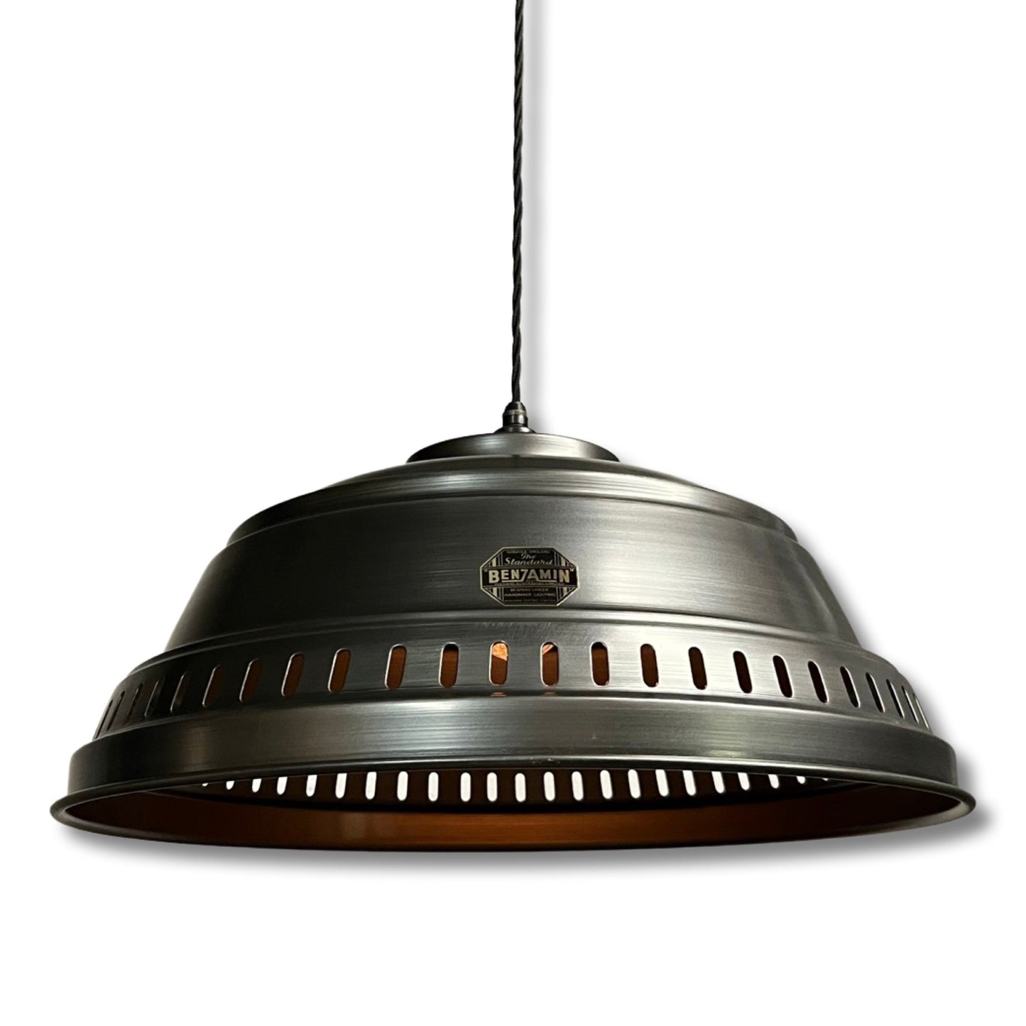 Drayton ~ Pewter Industrial factory shade light ceiling dining room kitchen table vintage edison filament lamps pendant 20 Inch