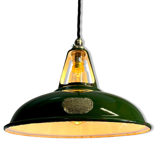 Geniune Green Solid Coolicon 1932 Lamp Shade Pendant Set Light 11 Inch | Ceiling Dining Room | Kitchen Table | Vintage Filament Bulb