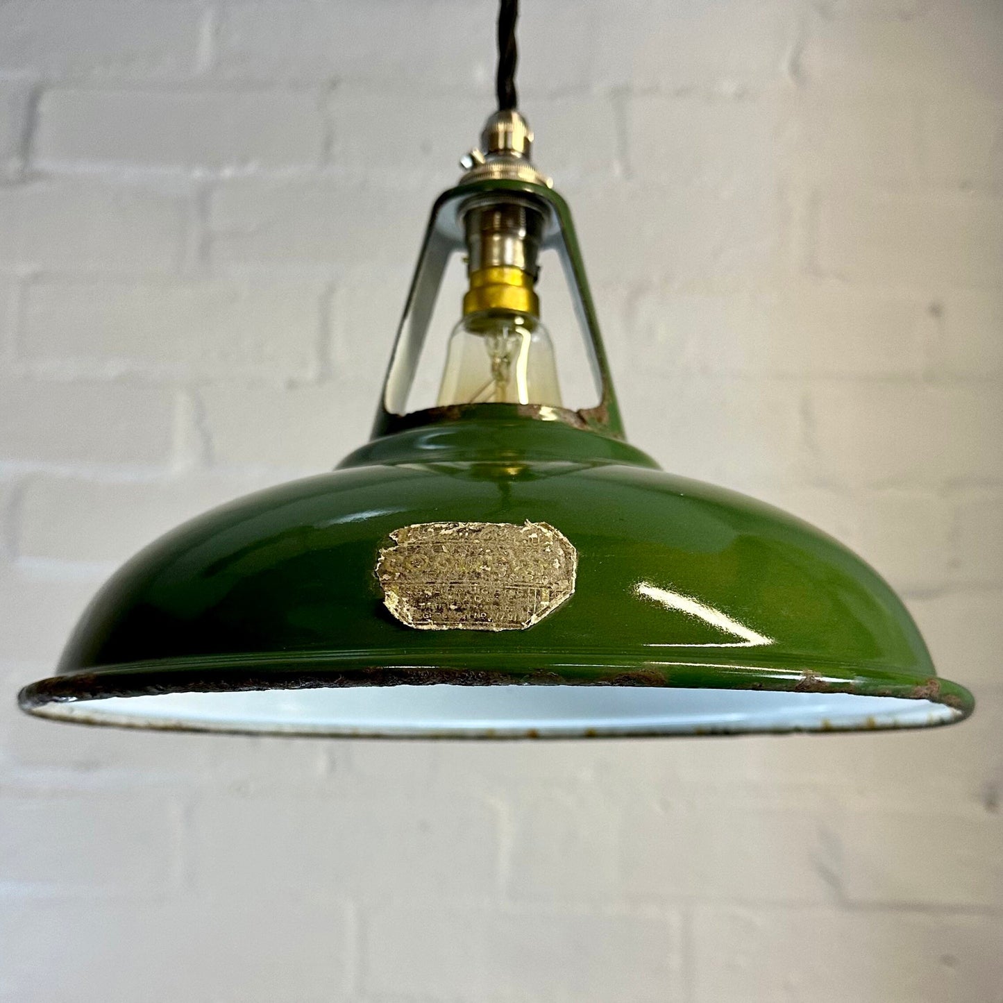 Geniune Green Solid Coolicon 1932 Lamp Shade Pendant Set Light 11 Inch | Ceiling Dining Room | Kitchen Table | Vintage Filament Bulb