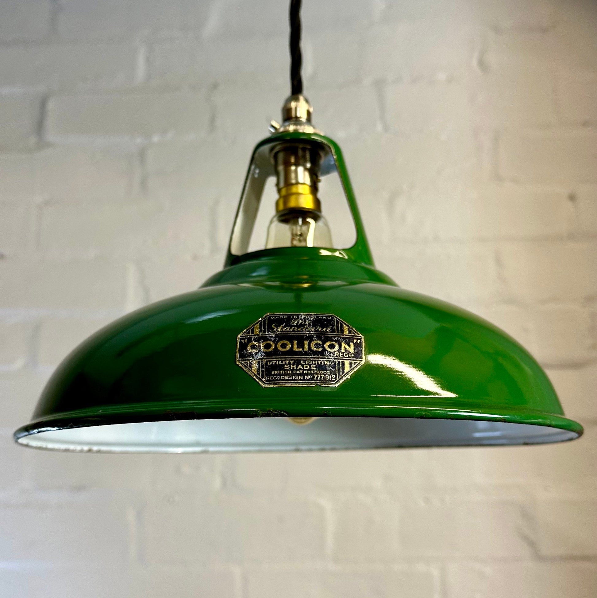 Geniune Green Solid Coolicon 1932 Lamp Shade Pendant Set Light 11 Inch | Ceiling Dining Room | Kitchen Table | Vintage Filament Bulb