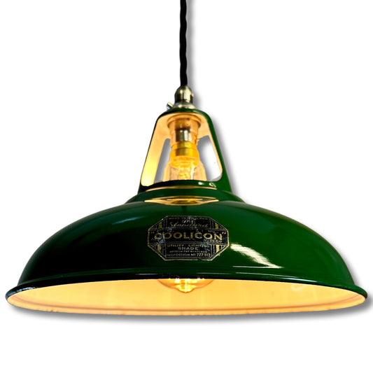 Geniune Green Solid Coolicon 1932 Lamp Shade Pendant Set Light 11 Inch | Ceiling Dining Room | Kitchen Table | Vintage Filament Bulb