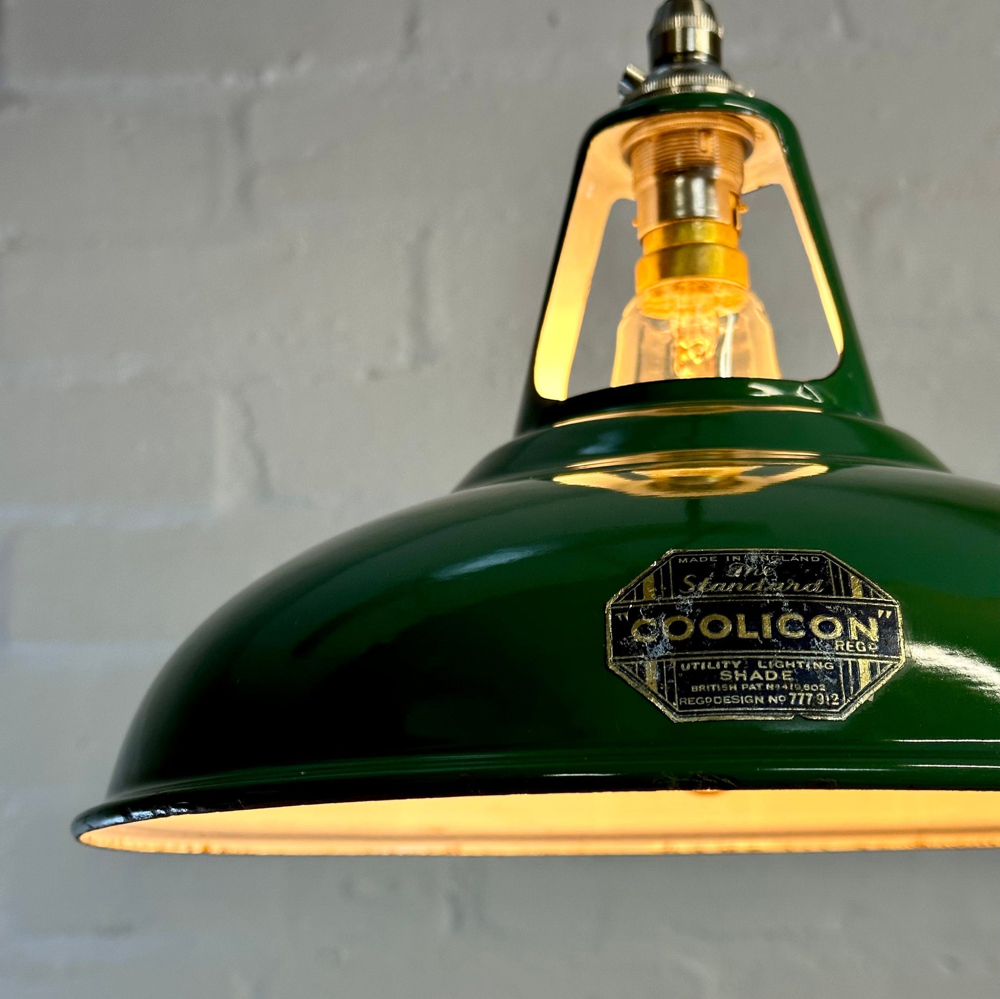 Geniune Green Solid Coolicon 1932 Lamp Shade Pendant Set Light 11 Inch | Ceiling Dining Room | Kitchen Table | Vintage Filament Bulb