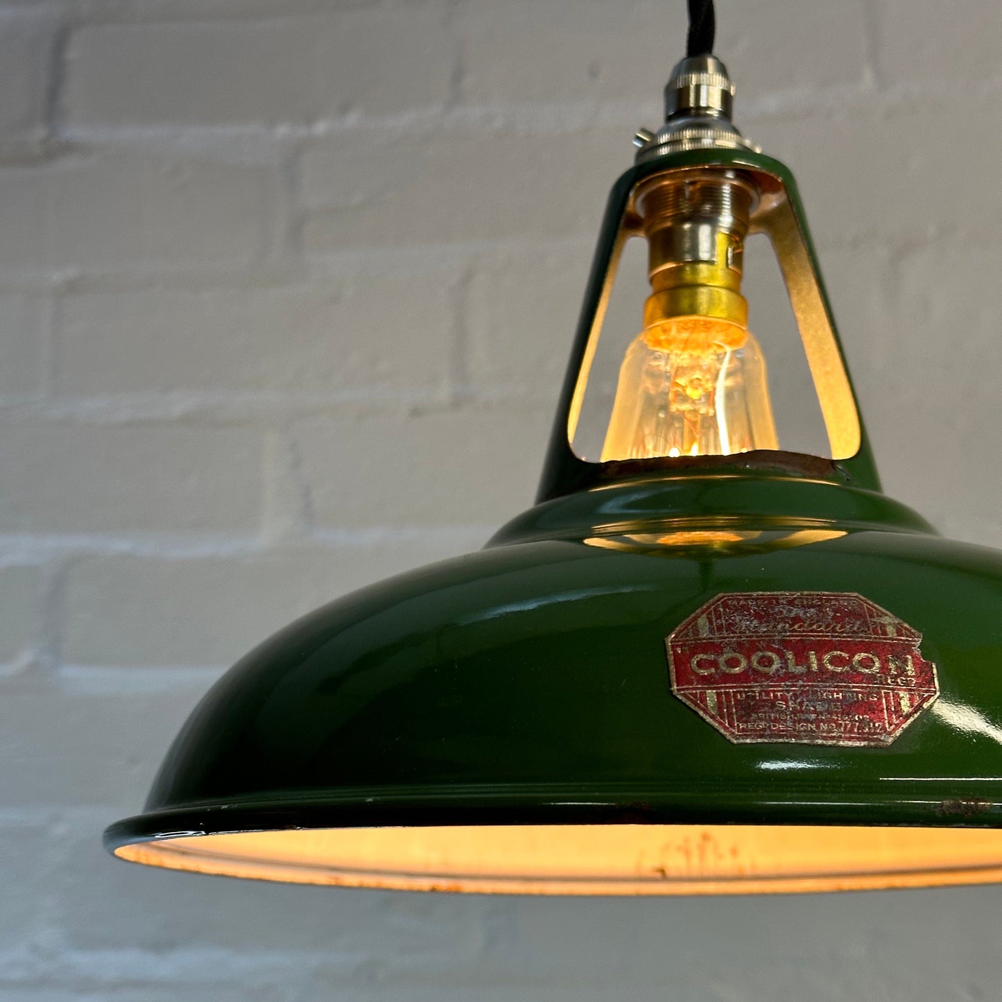 Geniune Green Solid Coolicon 1932 Lamp Shade Pendant Set Light 11 Inch | Ceiling Dining Room | Kitchen Table | Vintage Filament Bulb