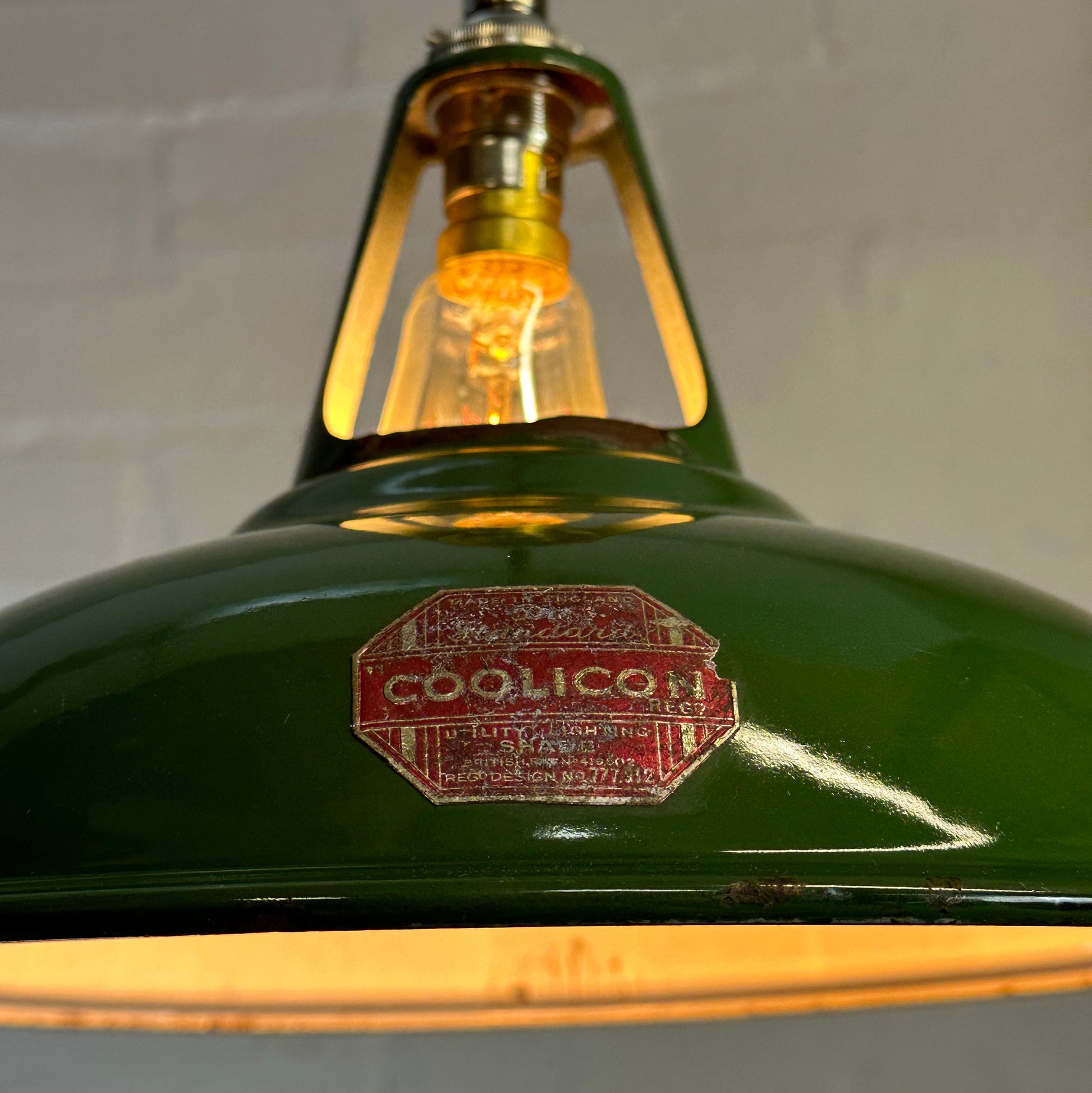 Geniune Green Solid Coolicon 1932 Lamp Shade Pendant Set Light 11 Inch | Ceiling Dining Room | Kitchen Table | Vintage Filament Bulb