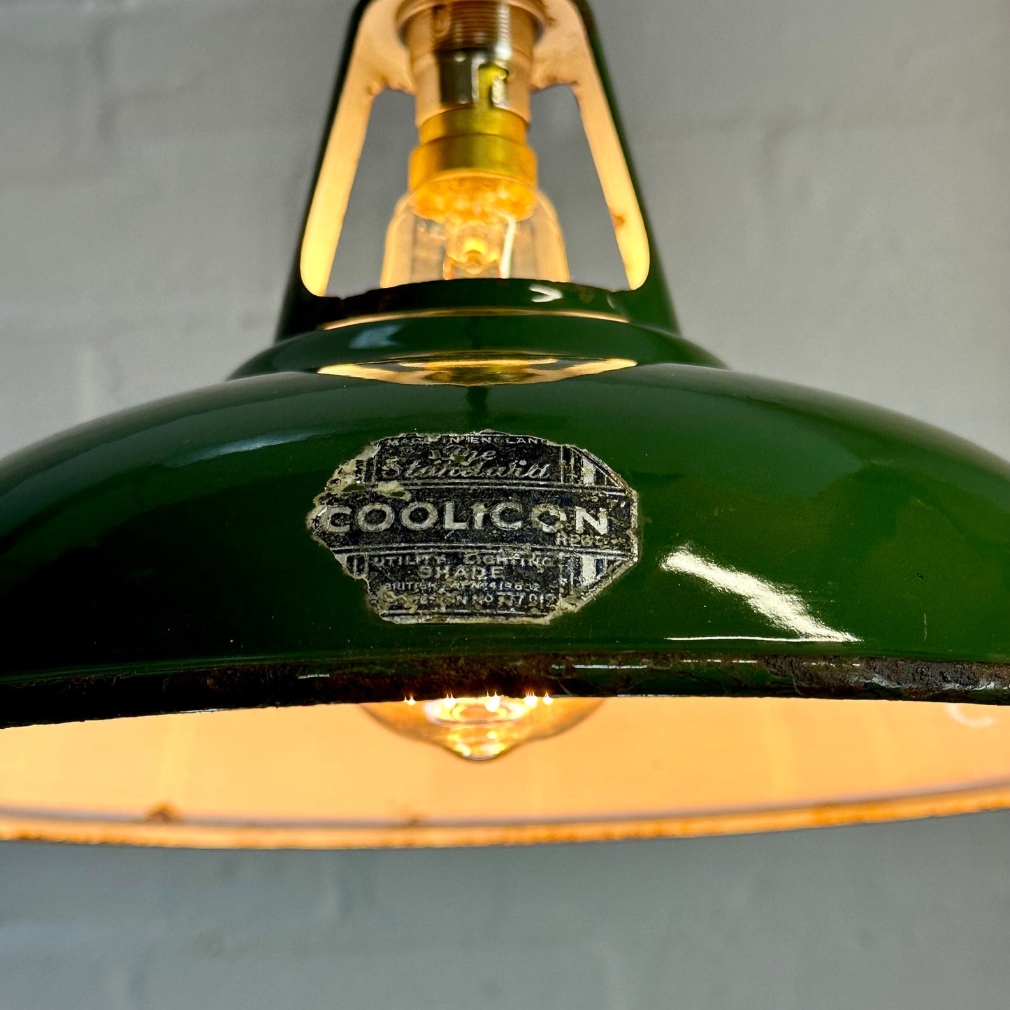 Geniune Green Solid Coolicon 1932 Lamp Shade Pendant Set Light 11 Inch | Ceiling Dining Room | Kitchen Table | Vintage Filament Bulb