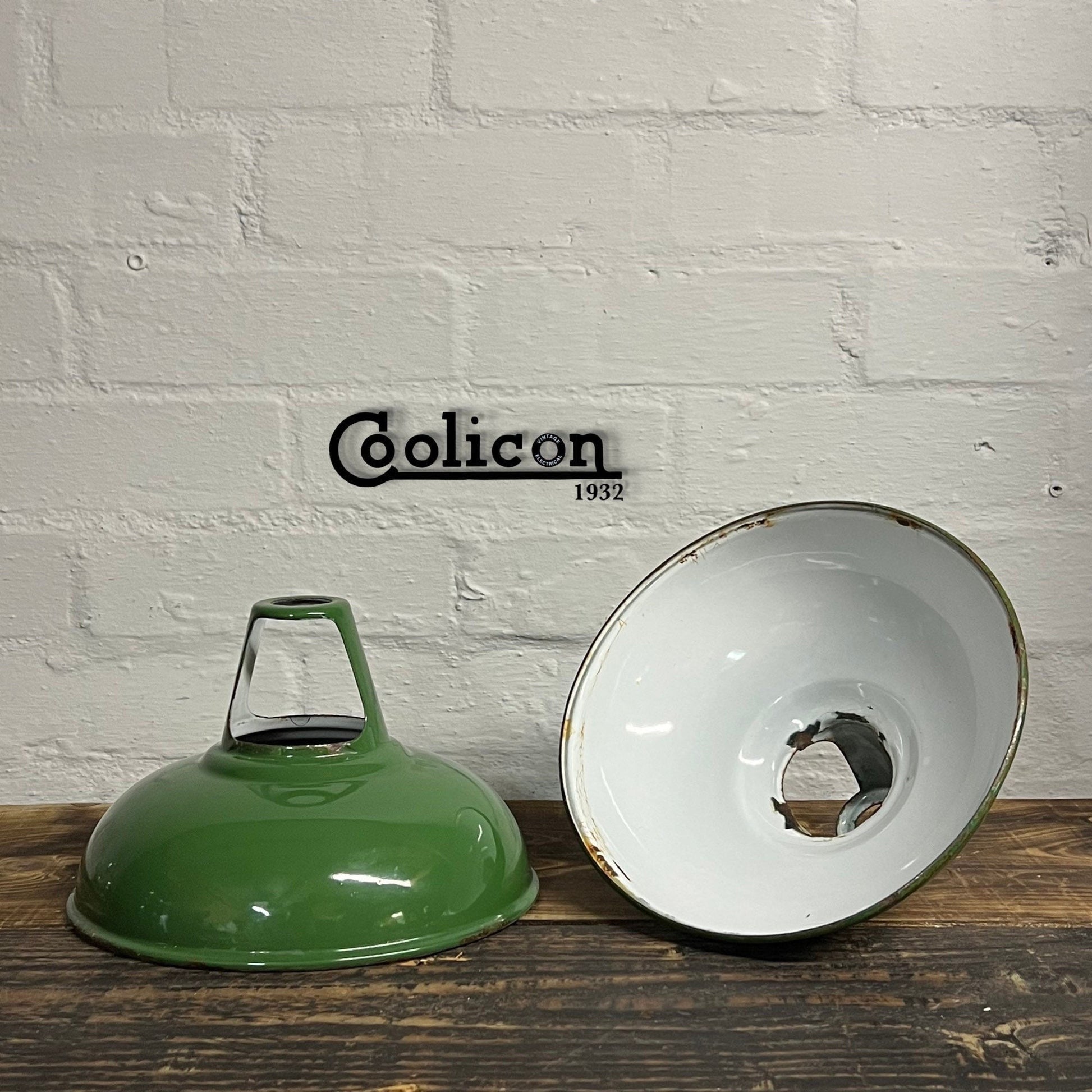 Geniune Green Solid Coolicon 1932 Shade Pendant Set Light | Ceiling Dining Room | Antique Restored | Kitchen Table | Vintage Filament Bulb