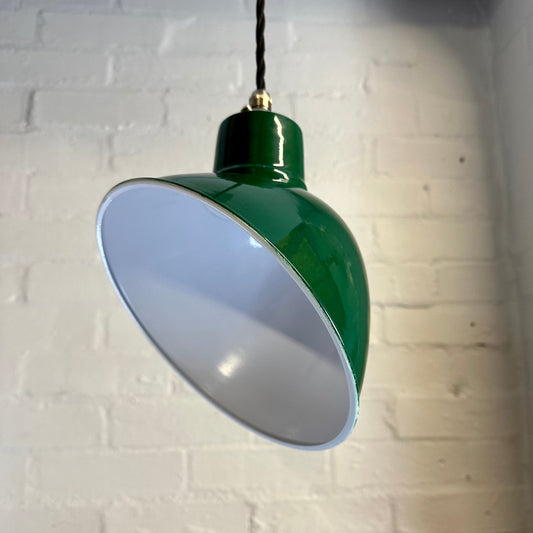 Stratton ~ Racing Green Parabolic Angled Shade Pendant Set Light | Ceiling Dining Room Thorlux Style