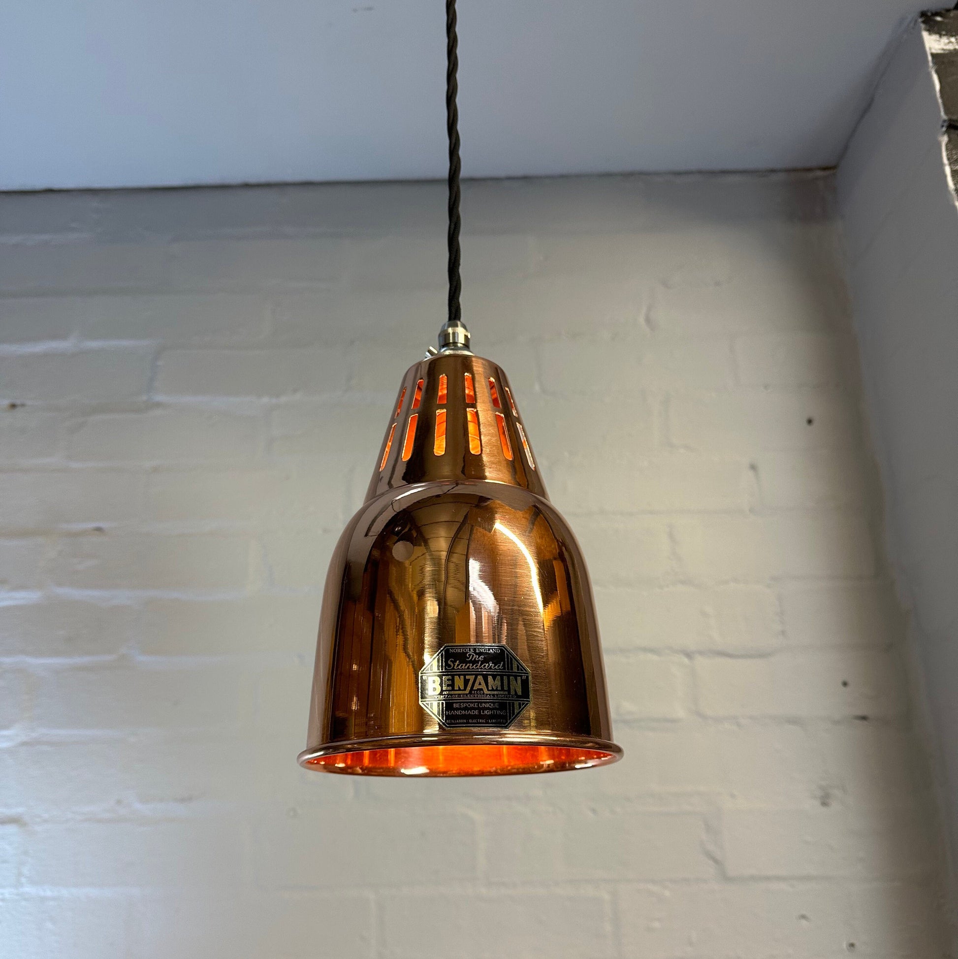 Coltishall ~ Solid Copper Drop Industrial Shade Pendant Set Light | Ceiling Dining Room | Kitchen Table | Vintage 1 x Edison Bulb | 6 Inch