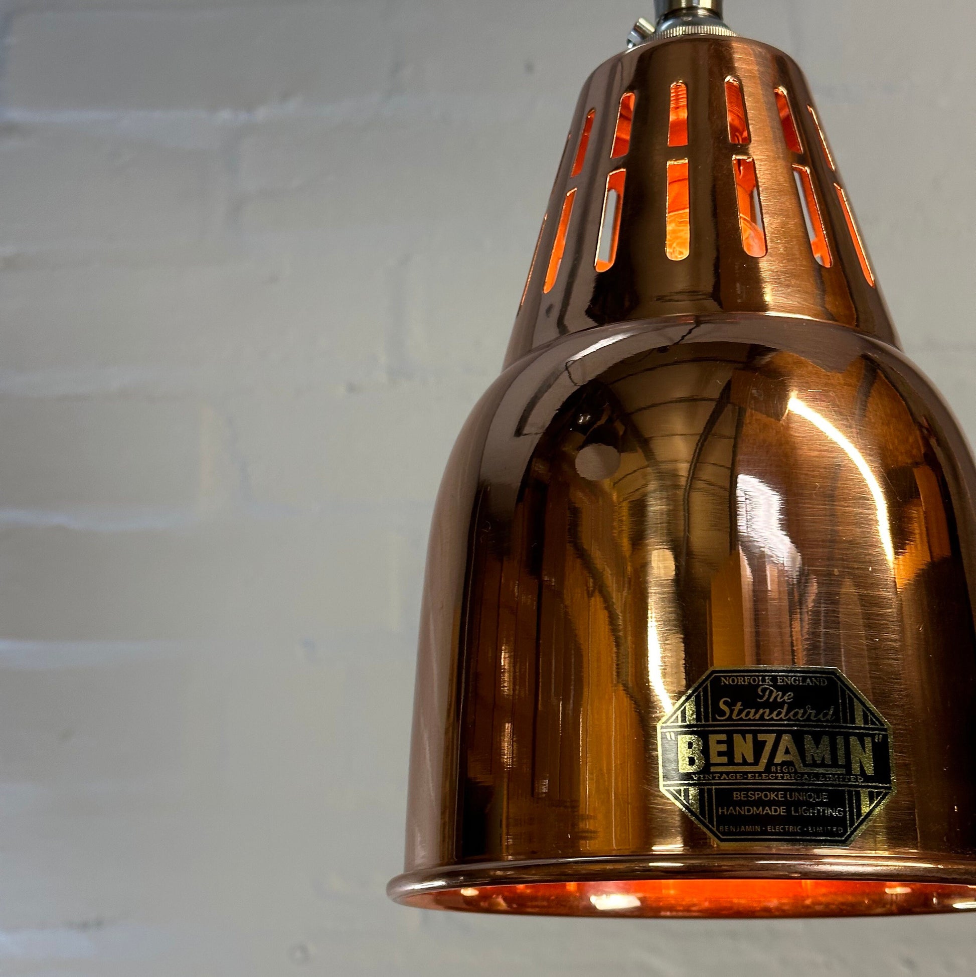 Coltishall ~ Solid Copper Drop Industrial Shade Pendant Set Light | Ceiling Dining Room | Kitchen Table | Vintage 1 x Edison Bulb | 6 Inch