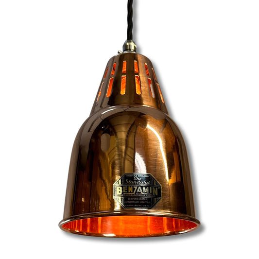 Coltishall ~ Solid Copper Drop Industrial Shade Pendant Set Light | Ceiling Dining Room | Kitchen Table | Vintage 1 x Edison Bulb | 6 Inch