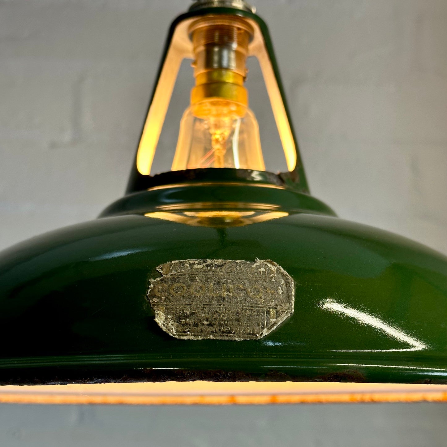 Geniune Green Solid Coolicon 1932 Lamp Shade Pendant Set Light 11 Inch | Ceiling Dining Room | Kitchen Table | Vintage Filament Bulb