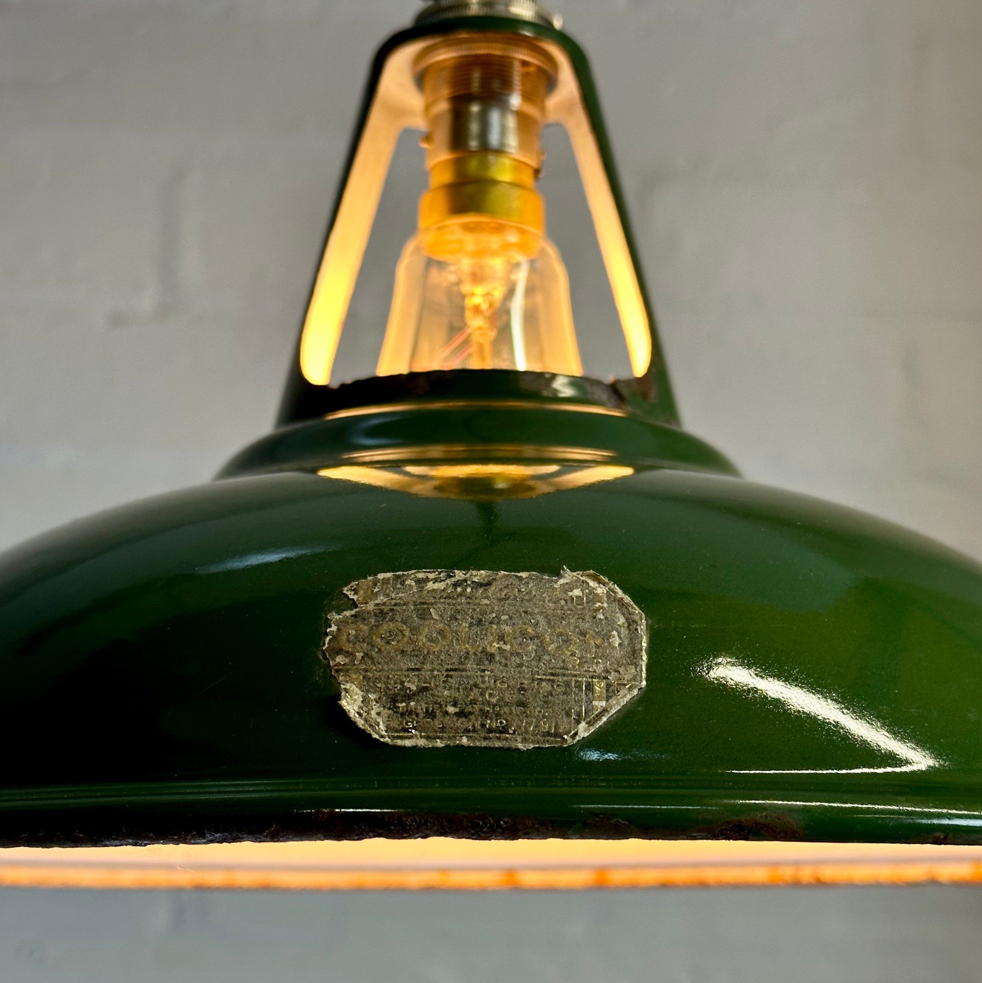 Geniune Green Solid Coolicon 1932 Lamp Shade Pendant Set Light 11 Inch | Ceiling Dining Room | Kitchen Table | Vintage Filament Bulb