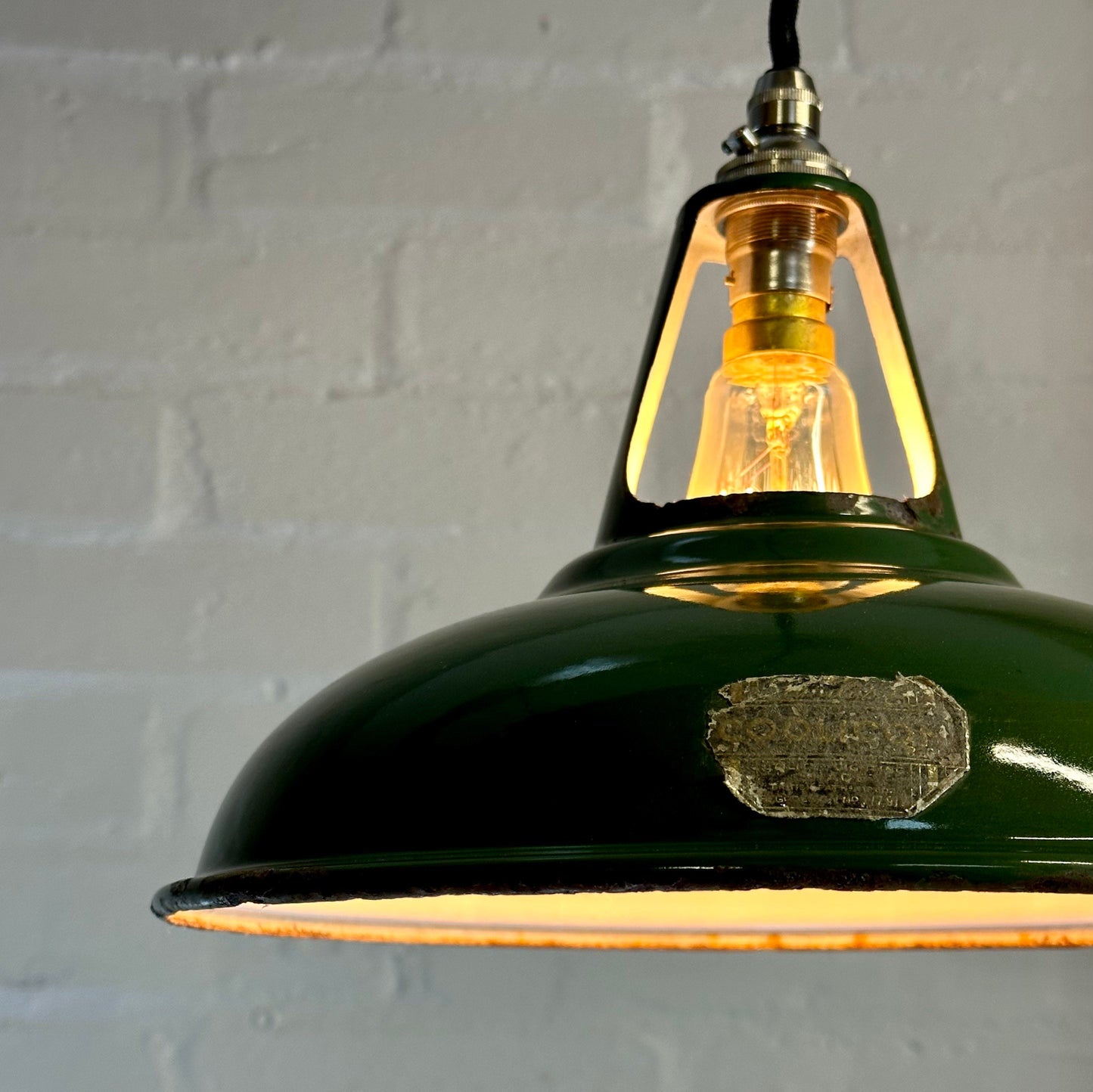 Geniune Green Solid Coolicon 1932 Lamp Shade Pendant Set Light 11 Inch | Ceiling Dining Room | Kitchen Table | Vintage Filament Bulb
