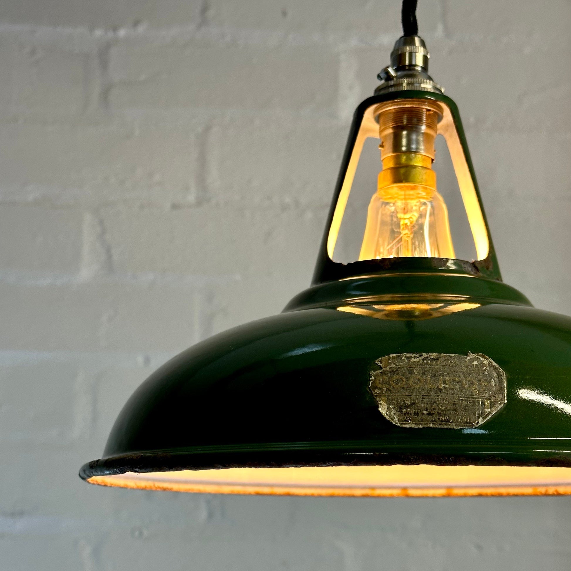 Geniune Green Solid Coolicon 1932 Lamp Shade Pendant Set Light 11 Inch | Ceiling Dining Room | Kitchen Table | Vintage Filament Bulb