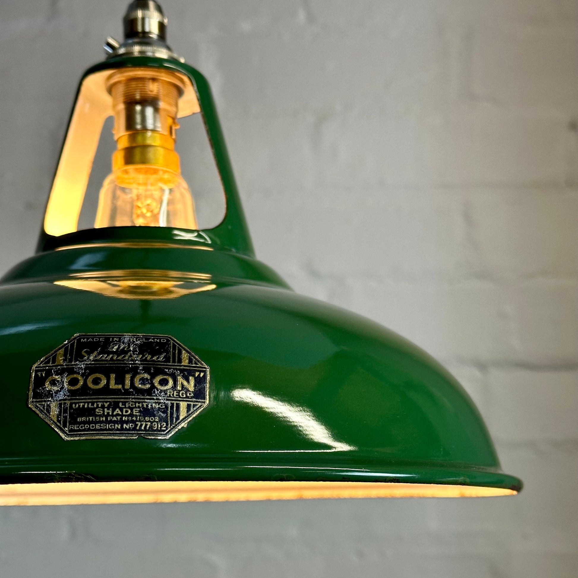 Geniune Green Solid Coolicon 1932 Lamp Shade Pendant Set Light 11 Inch | Ceiling Dining Room | Kitchen Table | Vintage Filament Bulb