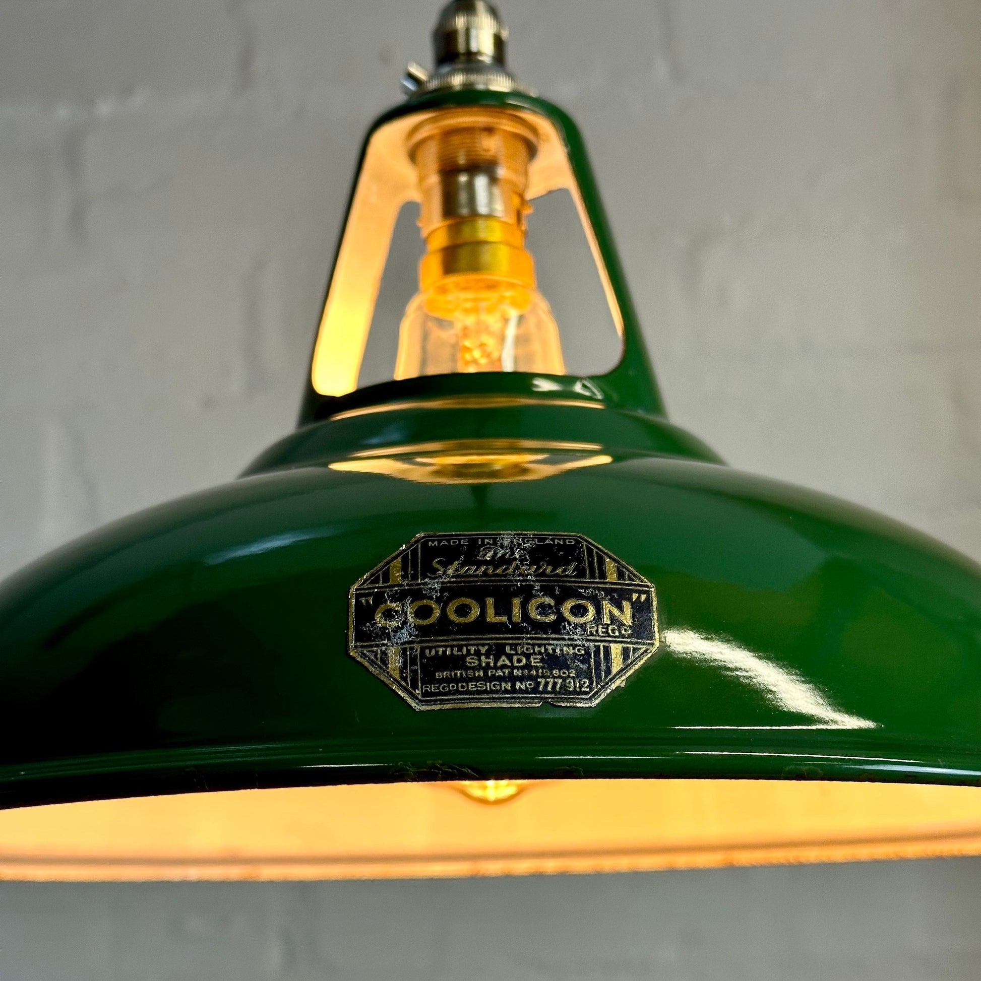 Geniune Green Solid Coolicon 1932 Lamp Shade Pendant Set Light 11 Inch | Ceiling Dining Room | Kitchen Table | Vintage Filament Bulb