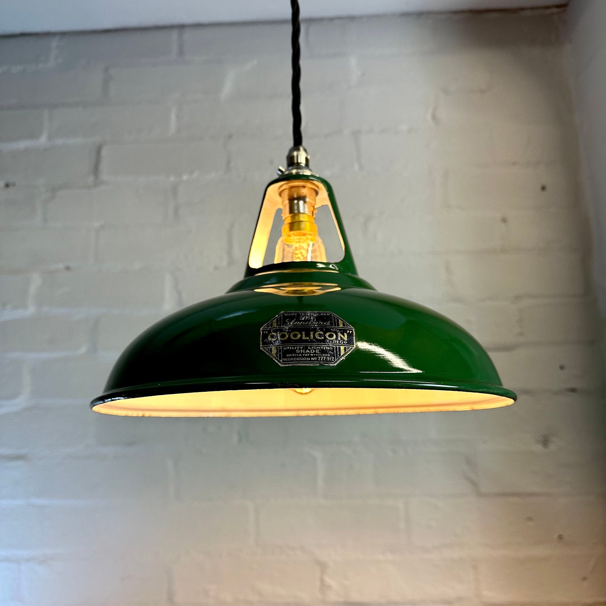 Geniune Green Solid Coolicon 1932 Lamp Shade Pendant Set Light 11 Inch | Ceiling Dining Room | Kitchen Table | Vintage Filament Bulb