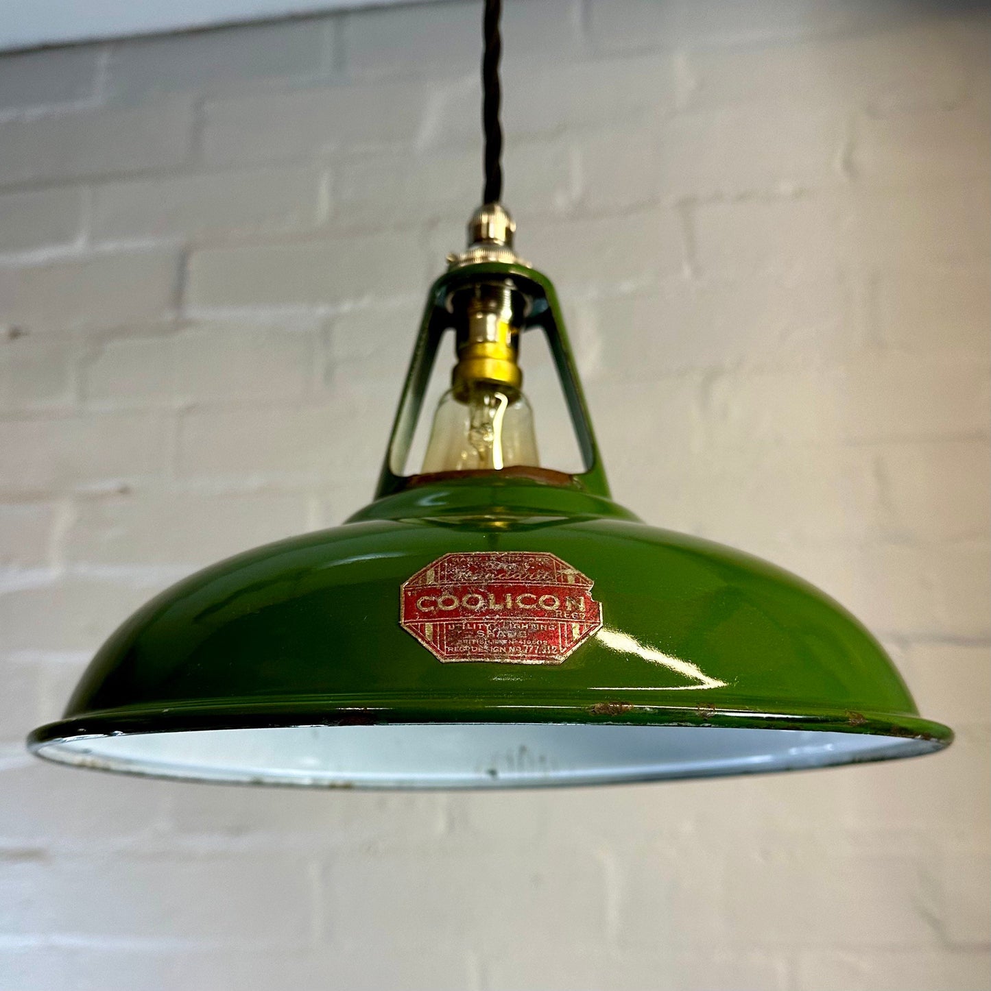 Geniune Green Solid Coolicon 1932 Lamp Shade Pendant Set Light 11 Inch | Ceiling Dining Room | Kitchen Table | Vintage Filament Bulb