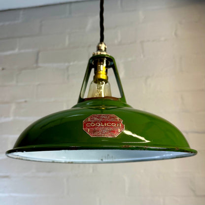 Geniune Green Solid Coolicon 1932 Lamp Shade Pendant Set Light 11 Inch | Ceiling Dining Room | Kitchen Table | Vintage Filament Bulb
