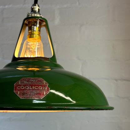 Geniune Green Solid Coolicon 1932 Lamp Shade Pendant Set Light 11 Inch | Ceiling Dining Room | Kitchen Table | Vintage Filament Bulb