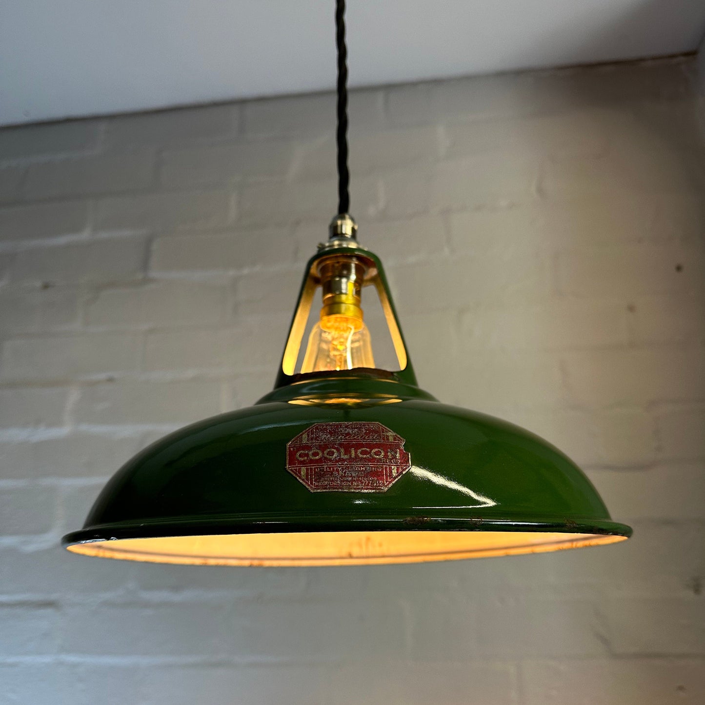 Geniune Green Solid Coolicon 1932 Lamp Shade Pendant Set Light 11 Inch | Ceiling Dining Room | Kitchen Table | Vintage Filament Bulb