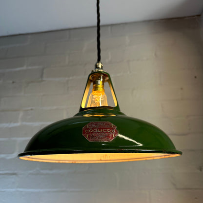 Geniune Green Solid Coolicon 1932 Lamp Shade Pendant Set Light 11 Inch | Ceiling Dining Room | Kitchen Table | Vintage Filament Bulb