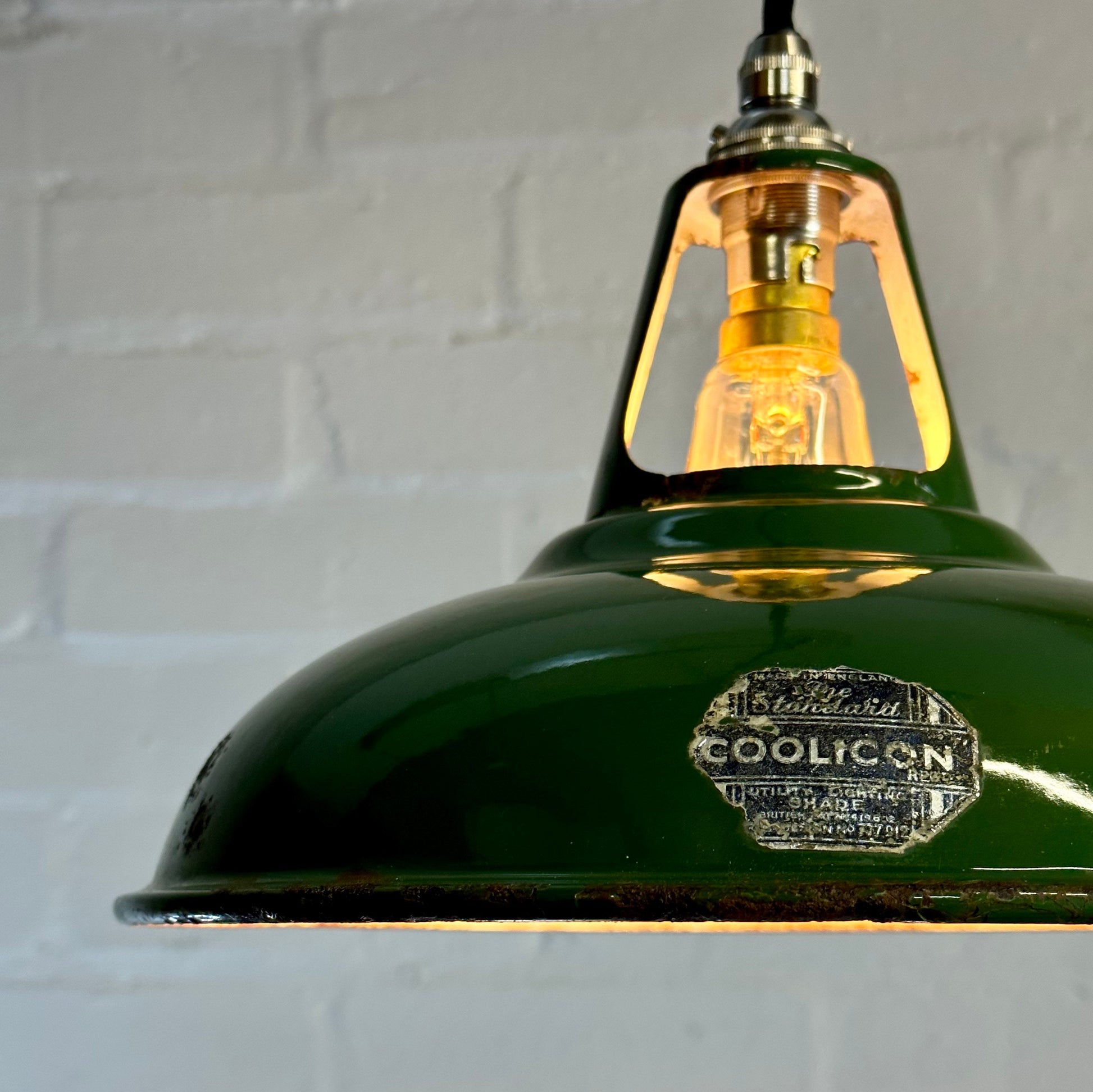 Geniune Green Solid Coolicon 1932 Lamp Shade Pendant Set Light 11 Inch | Ceiling Dining Room | Kitchen Table | Vintage Filament Bulb