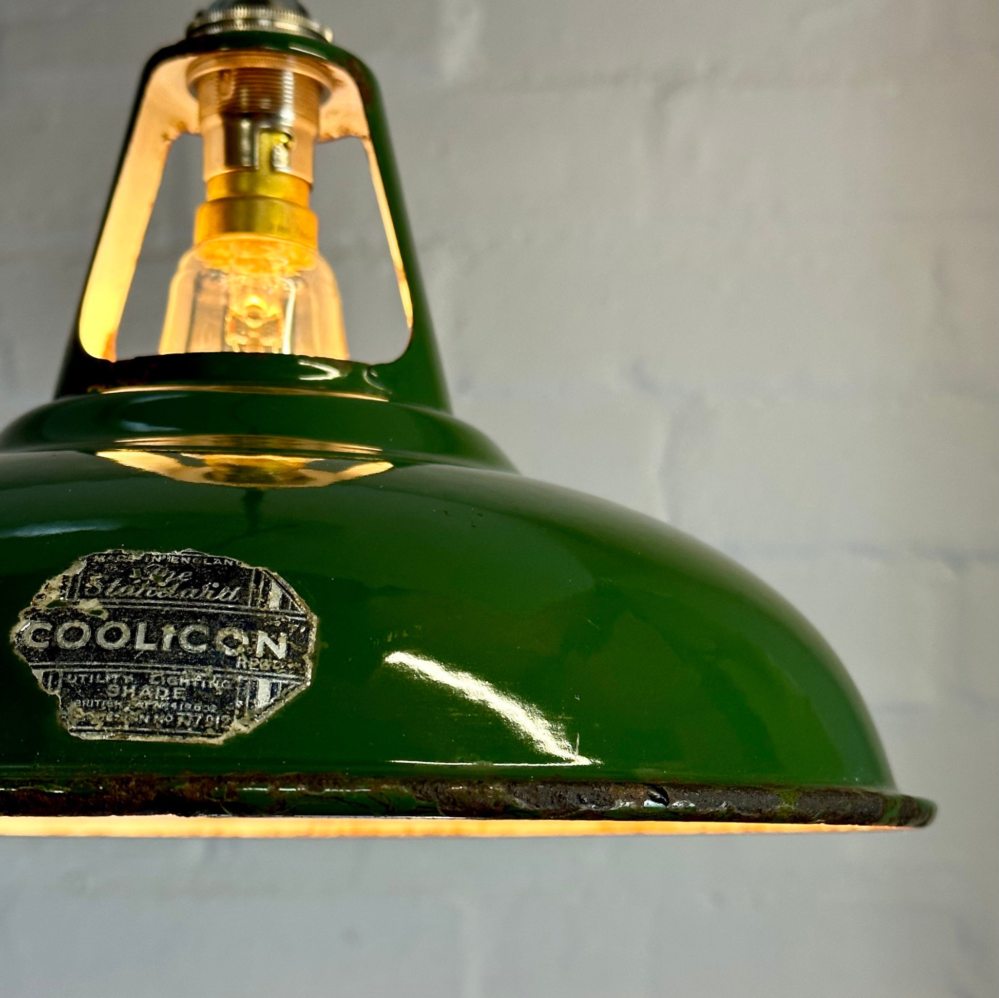 Geniune Green Solid Coolicon 1932 Lamp Shade Pendant Set Light 11 Inch | Ceiling Dining Room | Kitchen Table | Vintage Filament Bulb