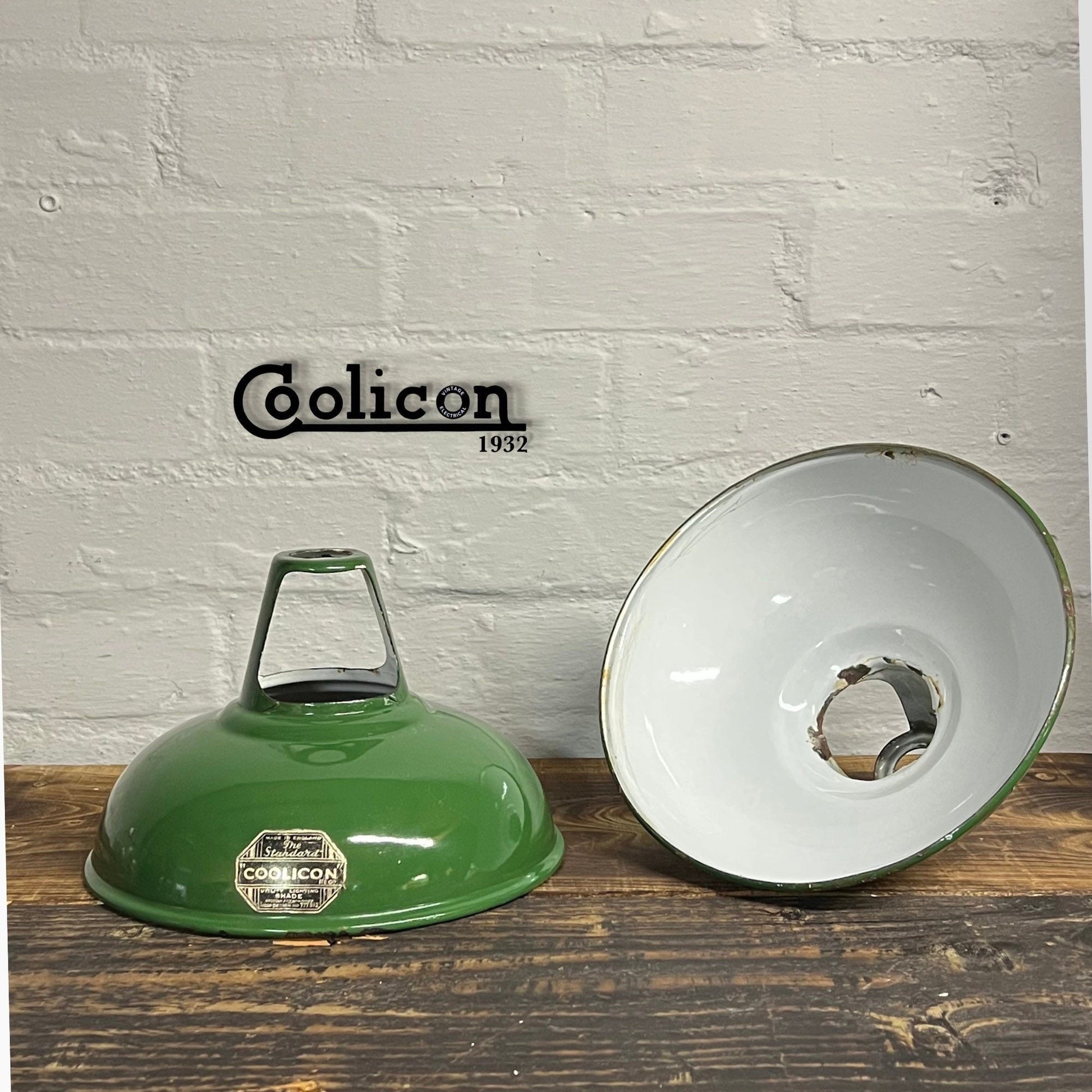 Geniune Green Solid Coolicon 1932 Shade Pendant Set Light | Ceiling Dining Room | Antique Restored | Kitchen Table | Vintage Filament Bulb