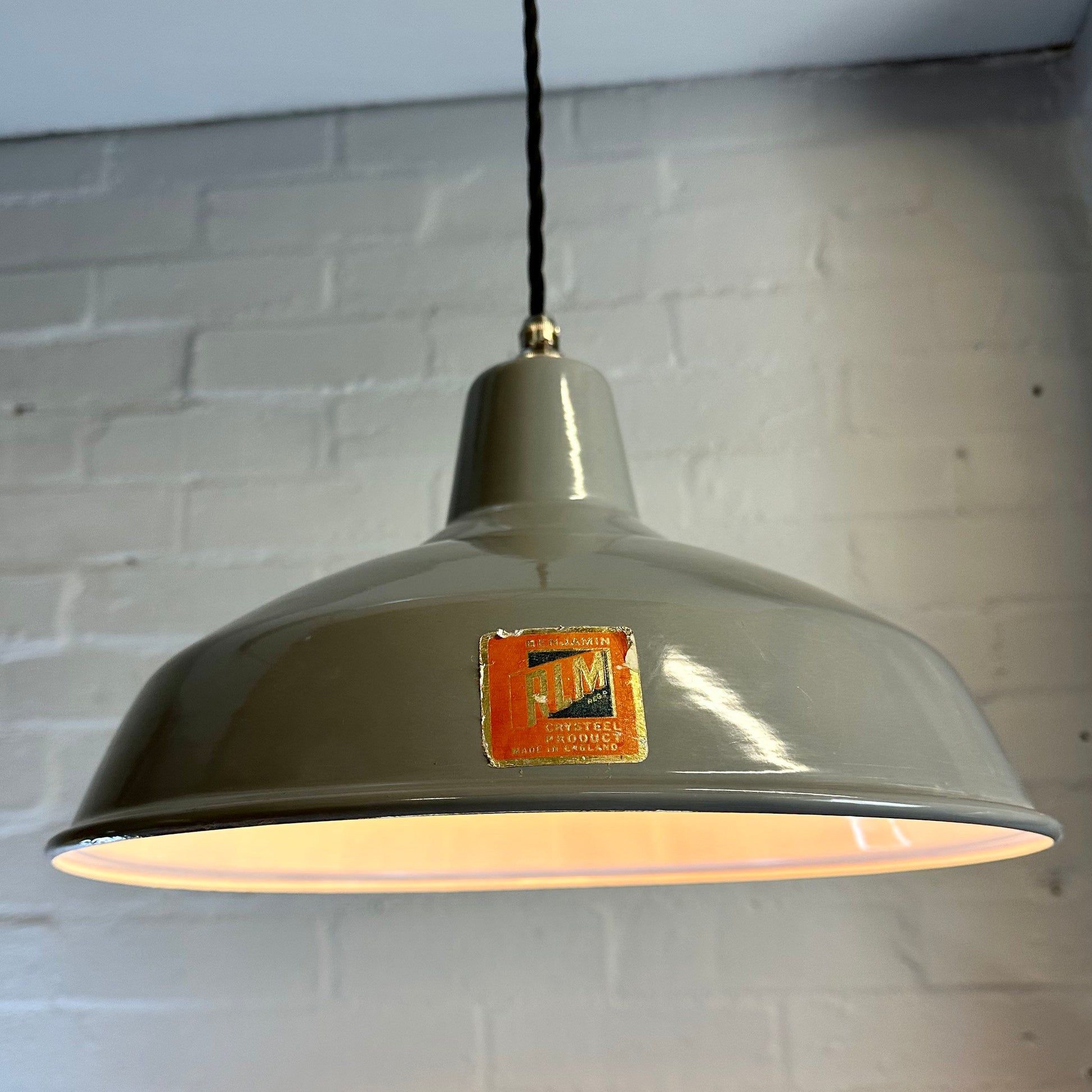 Geniune Grey Solid RLM Crysteel 19 Shade Pendant Set Light | Ceiling Dining Room | Antique Restored | Kitchen Table | Vintage Filament Bulb