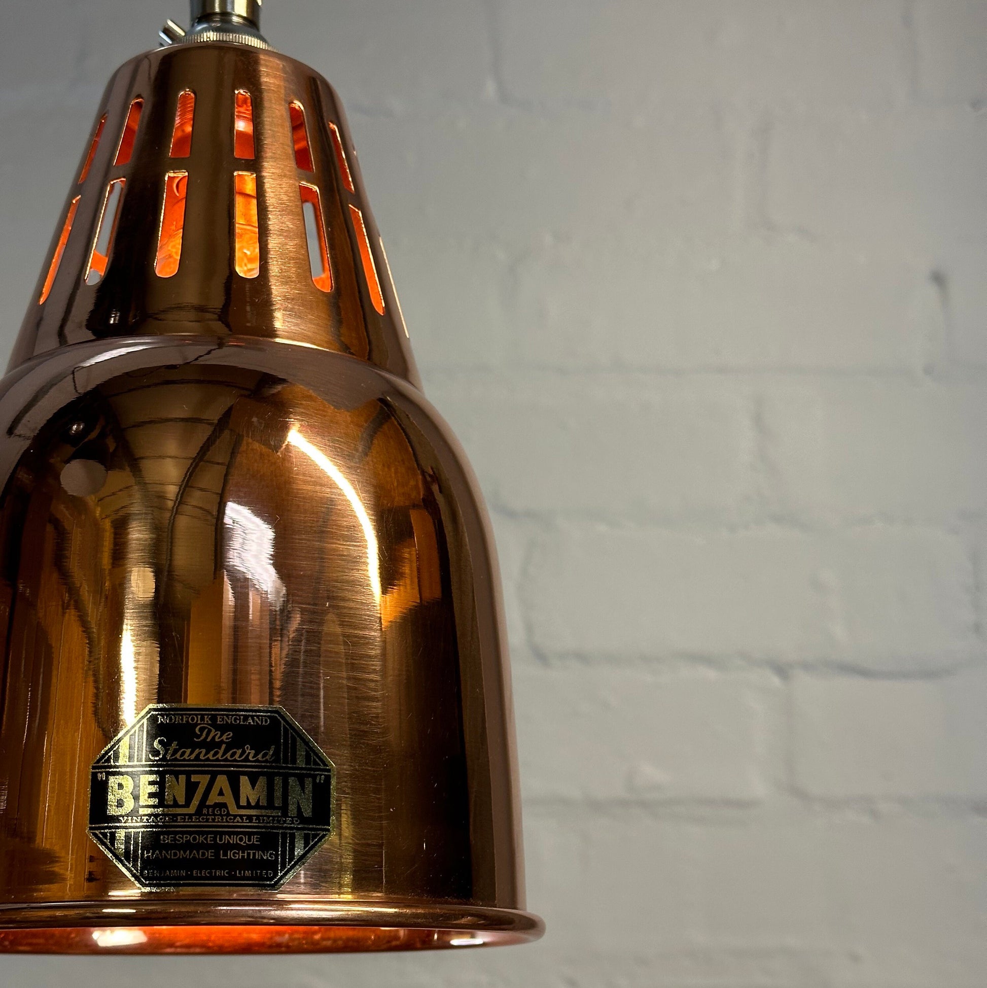 Coltishall ~ Solid Copper Drop Industrial Shade Pendant Set Light | Ceiling Dining Room | Kitchen Table | Vintage 1 x Edison Bulb | 6 Inch