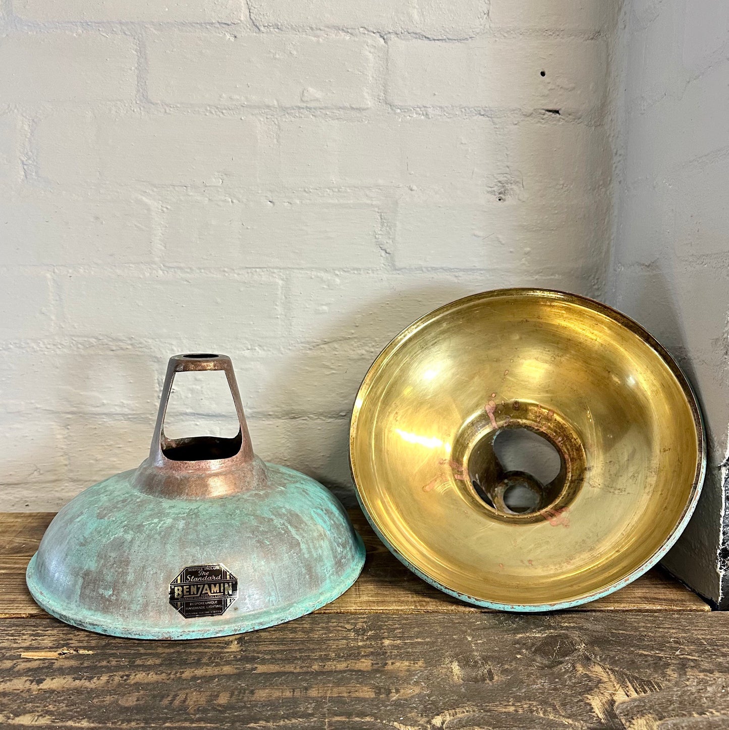 Cawston ~ Solid Brass Verdigris Patina Lampshade Pendant Ceiling Light ~ 11 Inch