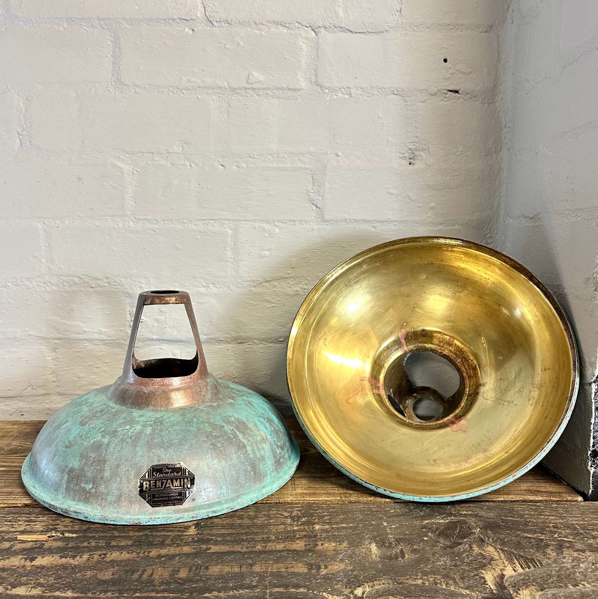 Cawston ~ Solid Brass Verdigris Patina Lampshade Pendant Ceiling Light ~ 11 Inch