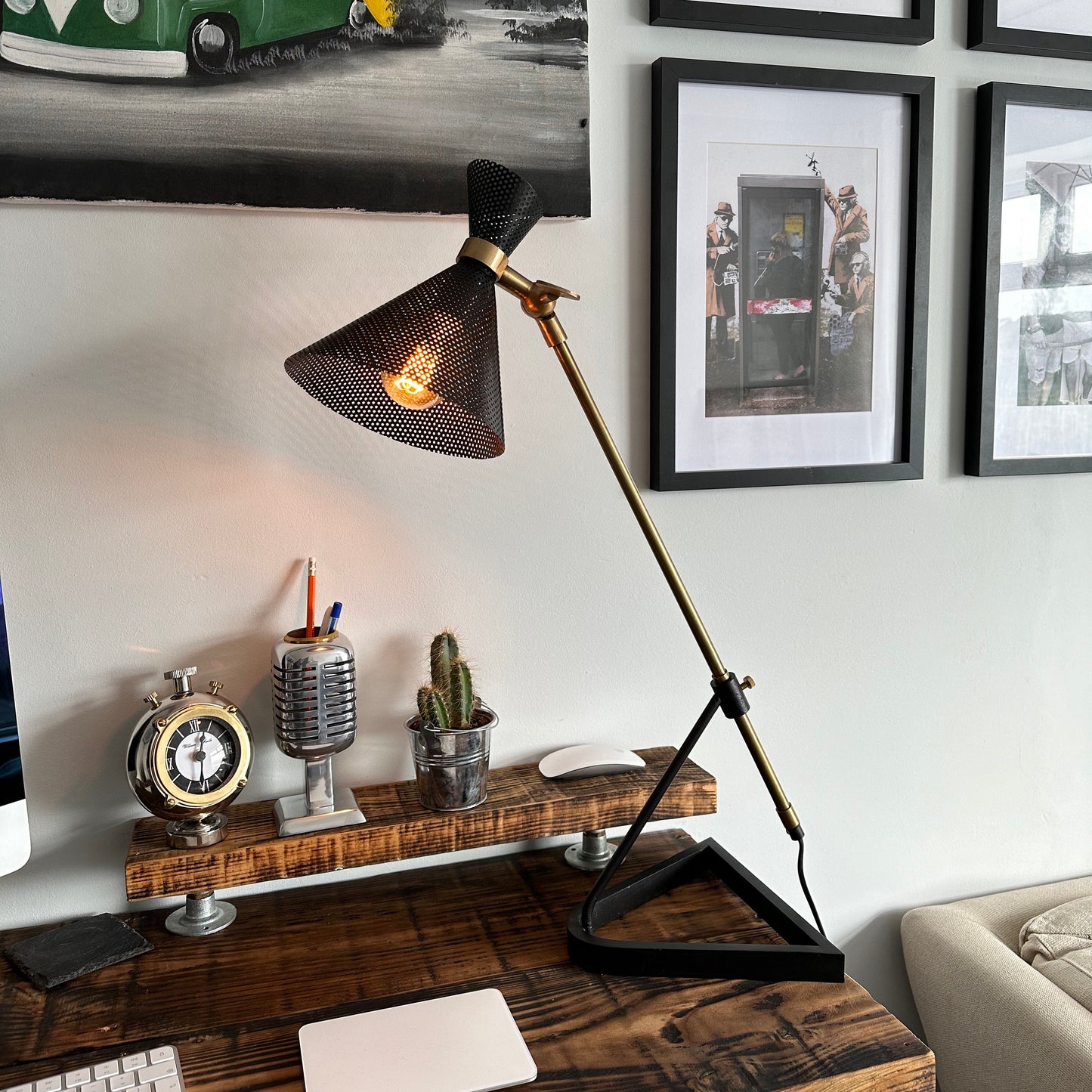 Maxlume ~ Solid Brass & Glass Table Lamp Vintage Style | Bedroom | Bedside Reading Light | Retro | Hallway