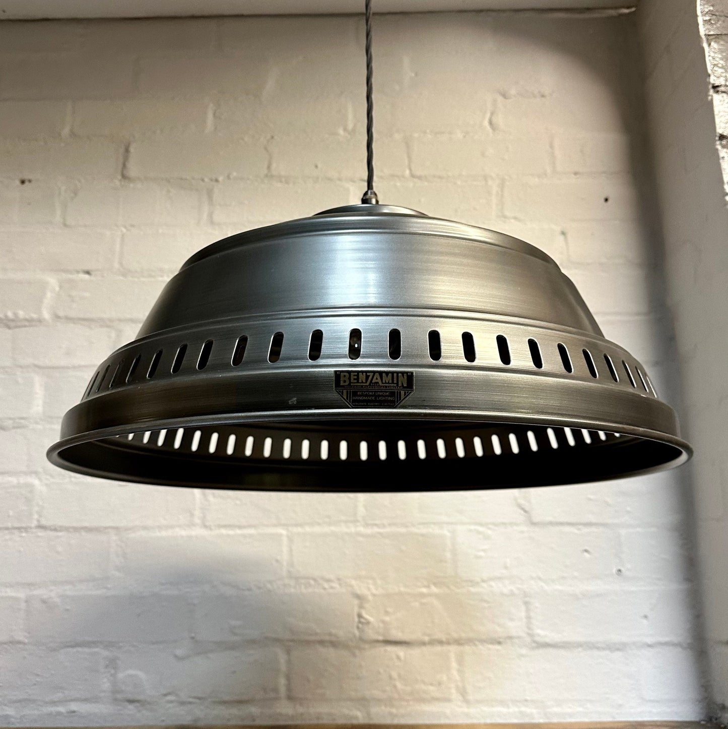 Drayton ~ Pewter Industrial factory shade light ceiling dining room kitchen table vintage edison filament lamps pendant 20 Inch