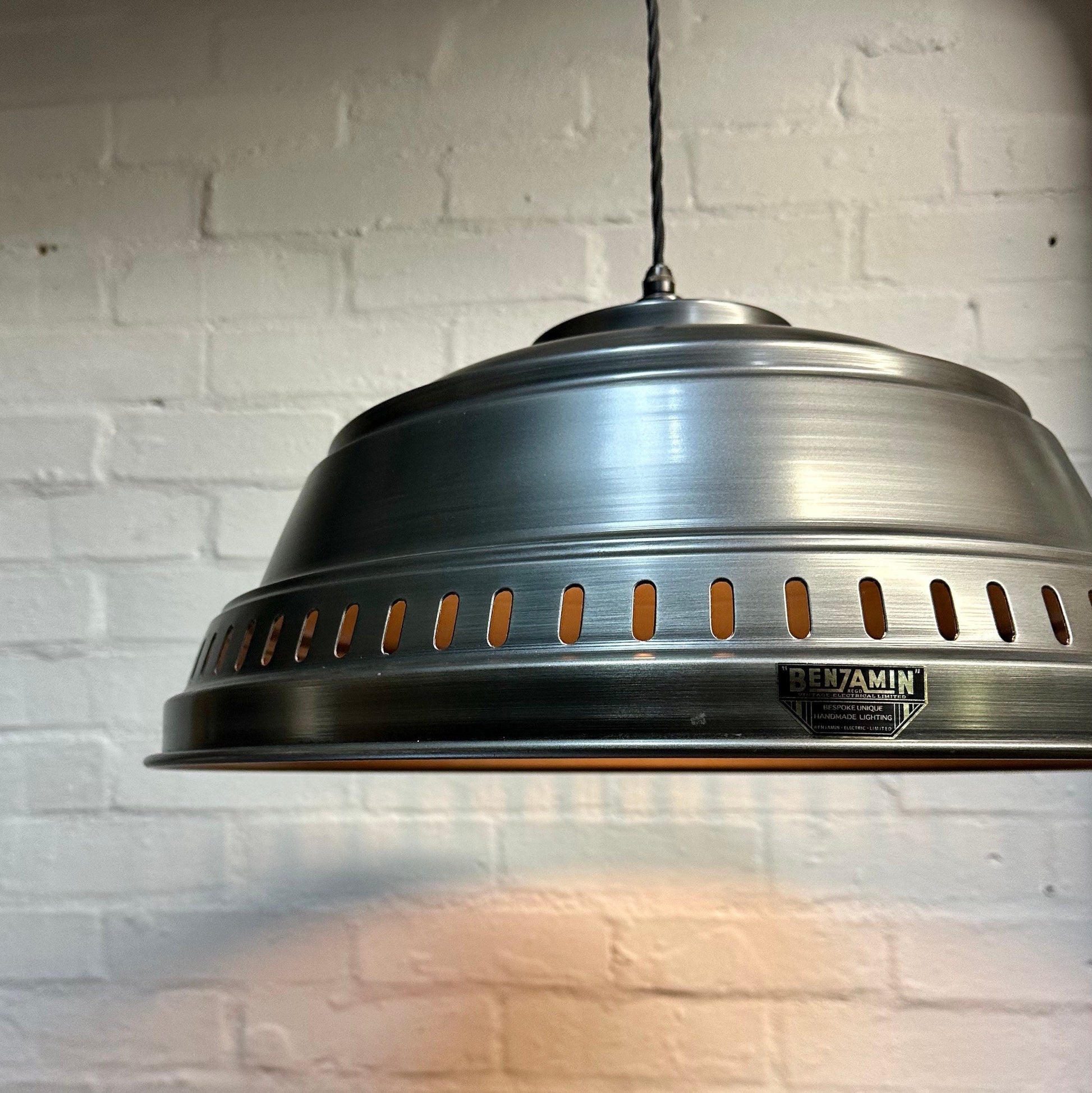 Drayton ~ Pewter Industrial factory shade light ceiling dining room kitchen table vintage edison filament lamps pendant 20 Inch