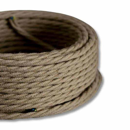 Jute Twisted Cable 3 x 0.75 Core | Vintage Textile Retro | Electrical Wire Fabric Cord