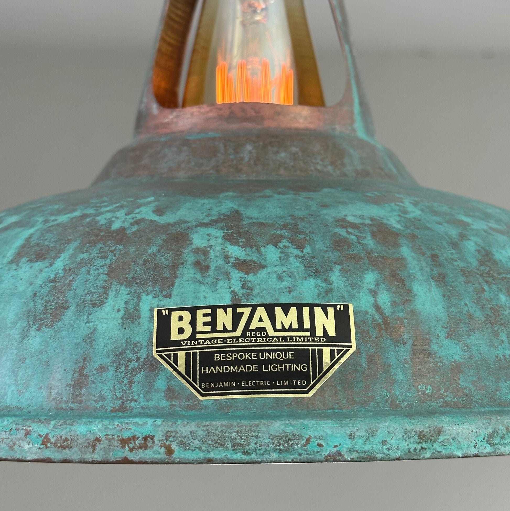 Cawston ~ Solid Brass Verdigris Patina Lampshade Pendant Ceiling Light ~ 11 Inch