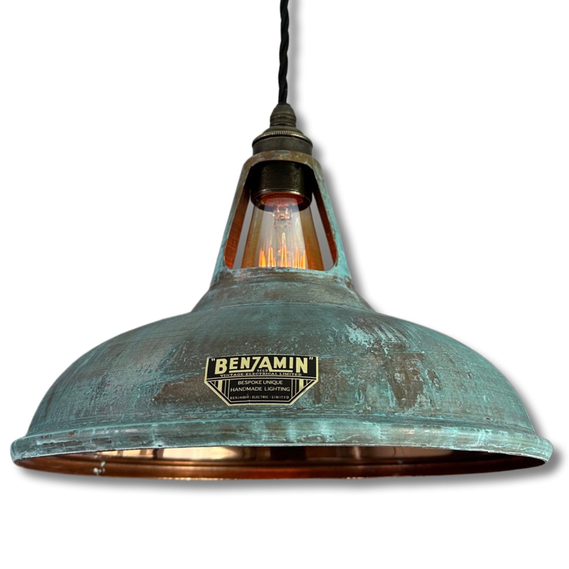 Cawston ~ Solid Antique Copper Verdigris Patina Shade Design Pendant Set Light | Ceiling Dining Room Kitchen Table | Vintage | 11 Inch