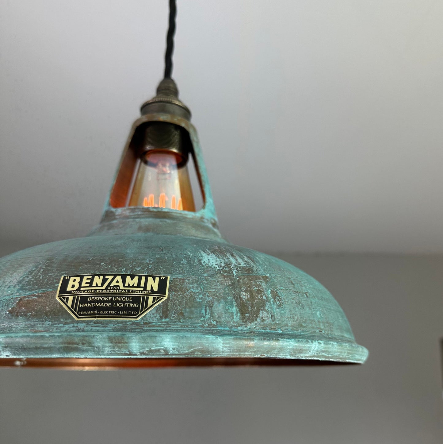 Cawston ~ Solid Antique Copper Verdigris Patina Shade Design Pendant Set Light | Ceiling Dining Room Kitchen Table | Vintage | 11 Inch