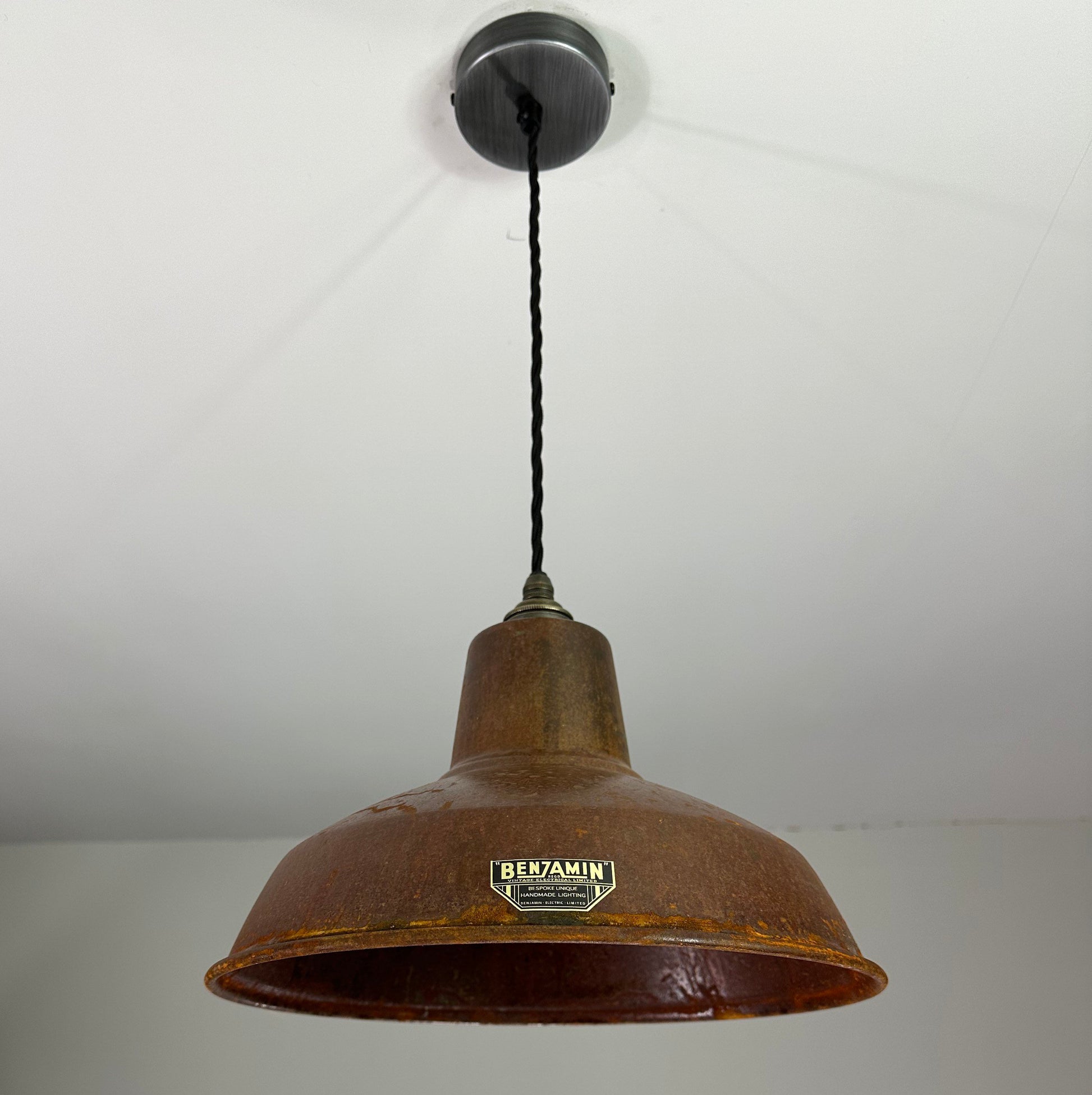 Filby ~ Rusted Solid Steel Industrial factory shade light ceiling dining room kitchen table vintage edison filament lamps pendant 12.5 Inch