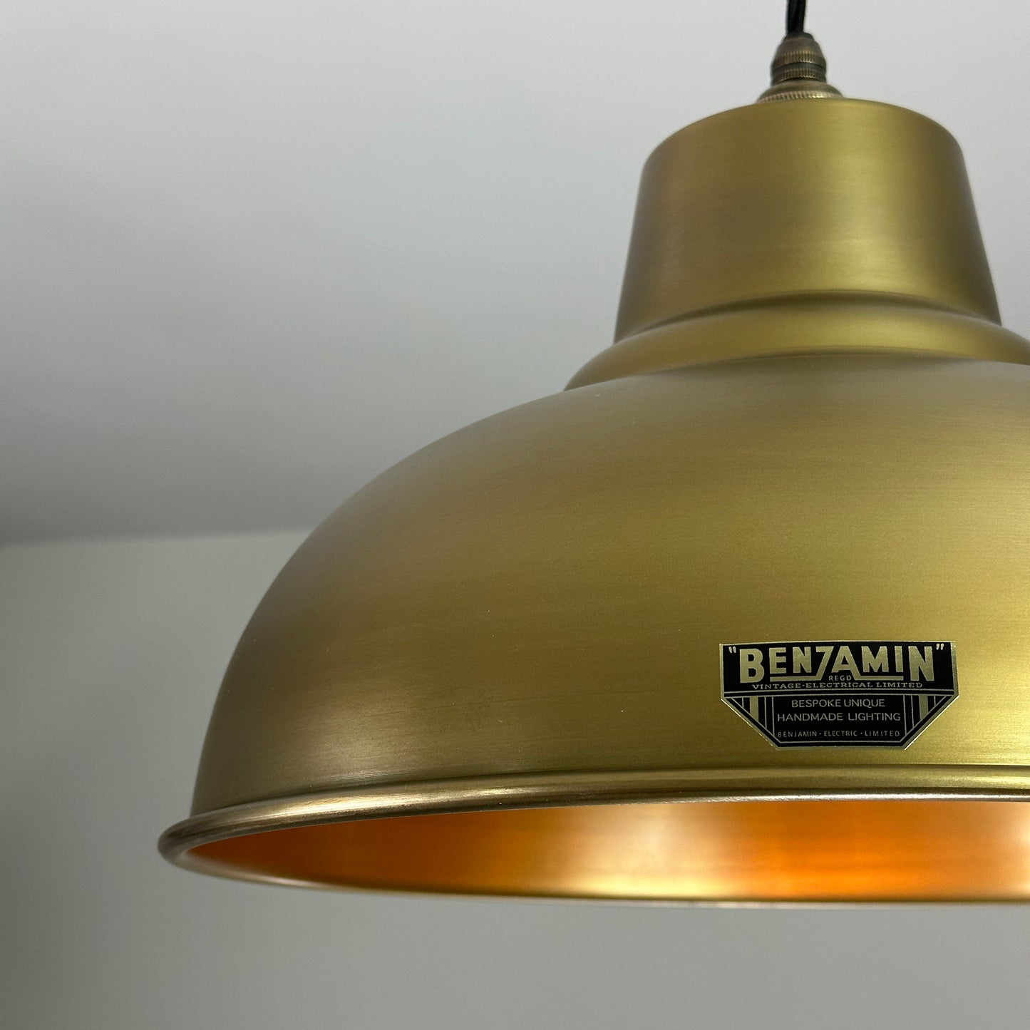 Salthouse XL ~ Antique Brass Dome Lampshade Pendant Ceiling Light ~ 14.5 Inch