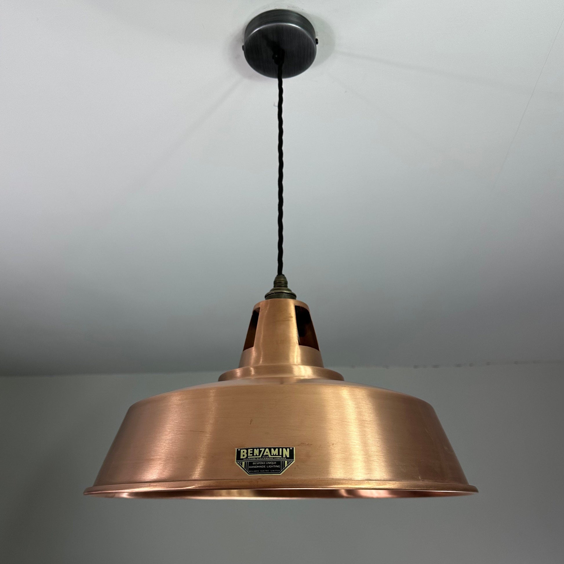 Wolferton XL ~ Copper Shade 1942 Design Pendant Set Light | Industrial Factory ceiling dining room kitchen vintage bulb | 15.5 Inch