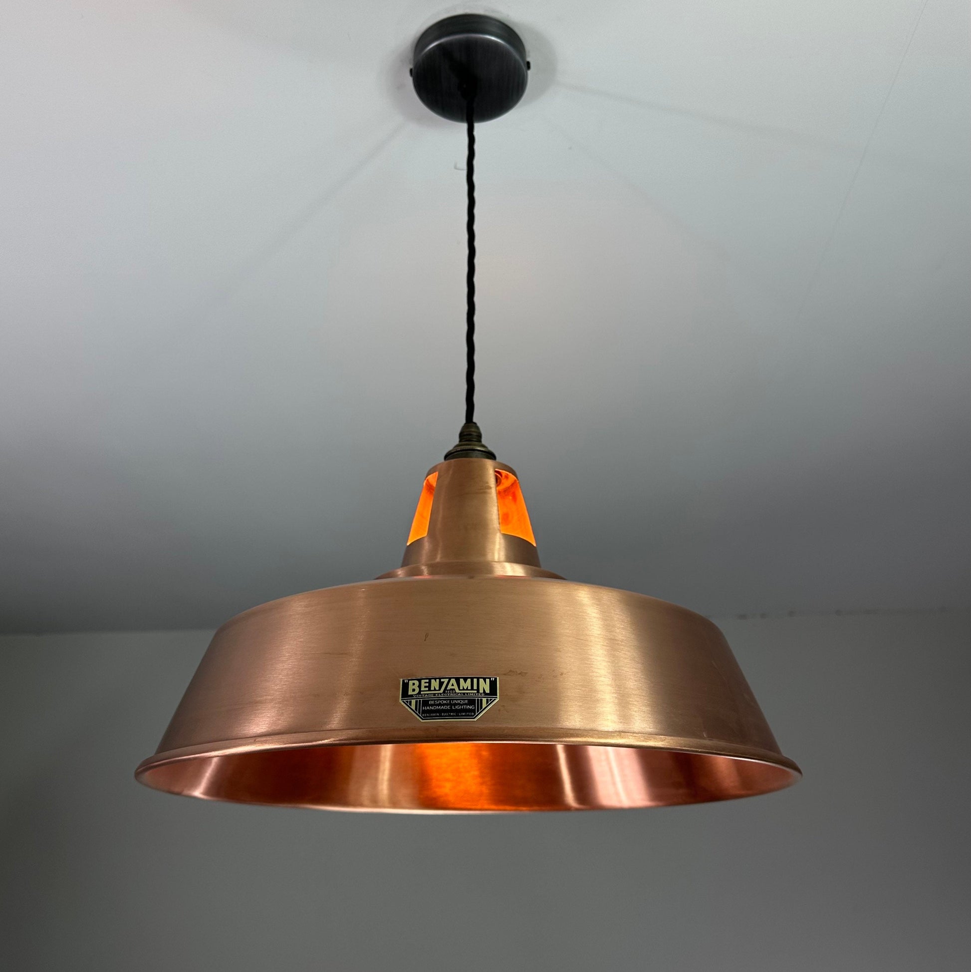 Wolferton XL ~ Copper Shade 1942 Design Pendant Set Light | Industrial Factory ceiling dining room kitchen vintage bulb | 15.5 Inch