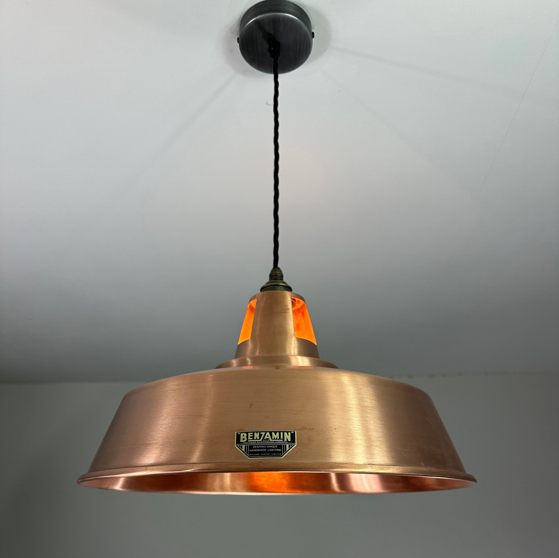 Wolferton XL ~ Copper Shade 1942 Design Pendant Set Light | Industrial Factory ceiling dining room kitchen vintage bulb | 15.5 Inch