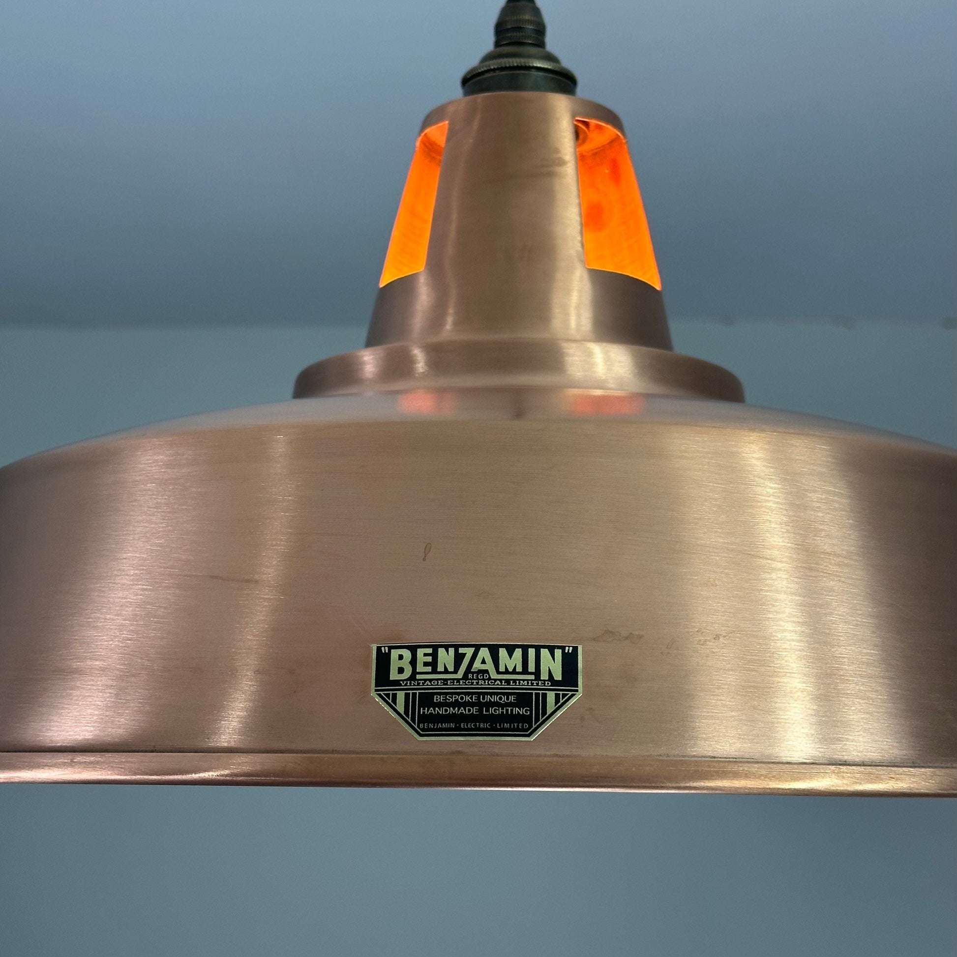 Wolferton XL ~ Copper Shade 1942 Design Pendant Set Light | Industrial Factory ceiling dining room kitchen vintage bulb | 15.5 Inch