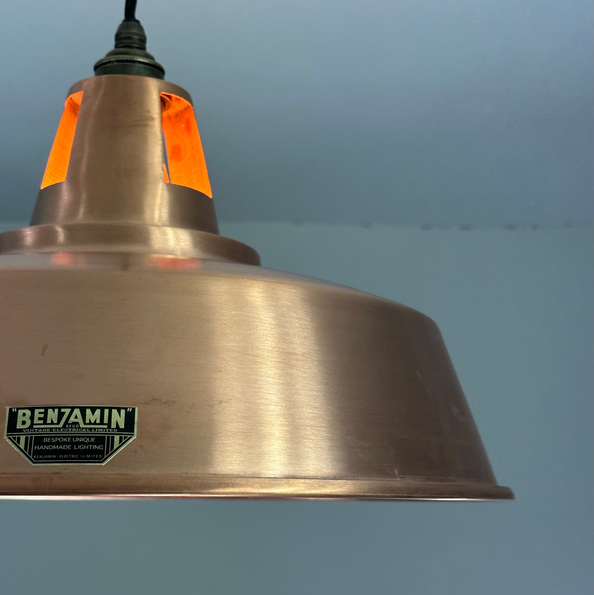 Wolferton XL ~ Copper Shade 1942 Design Pendant Set Light | Industrial Factory ceiling dining room kitchen vintage bulb | 15.5 Inch
